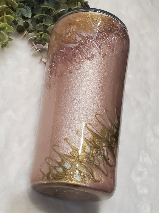 Bougie Rose Gold Pigment Custom Tumbler - add name - 22 oz Taper - rose gold rose pink