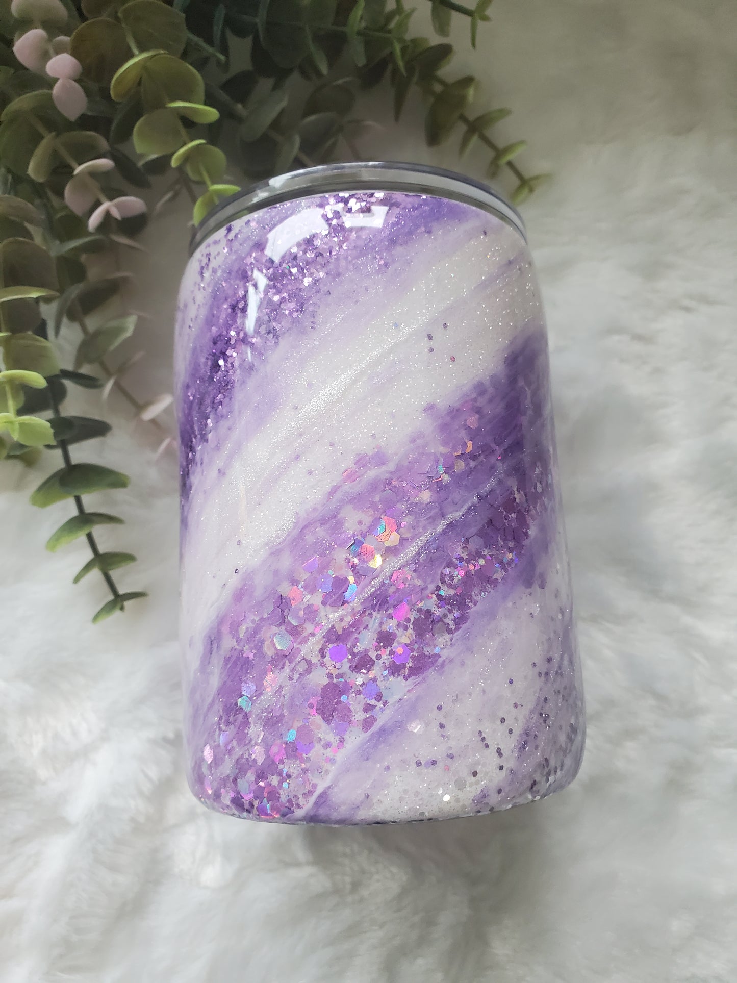 Glitter Swirl Milky Way Custom Tumbler - 14 oz Skinny Straight- Purple, white