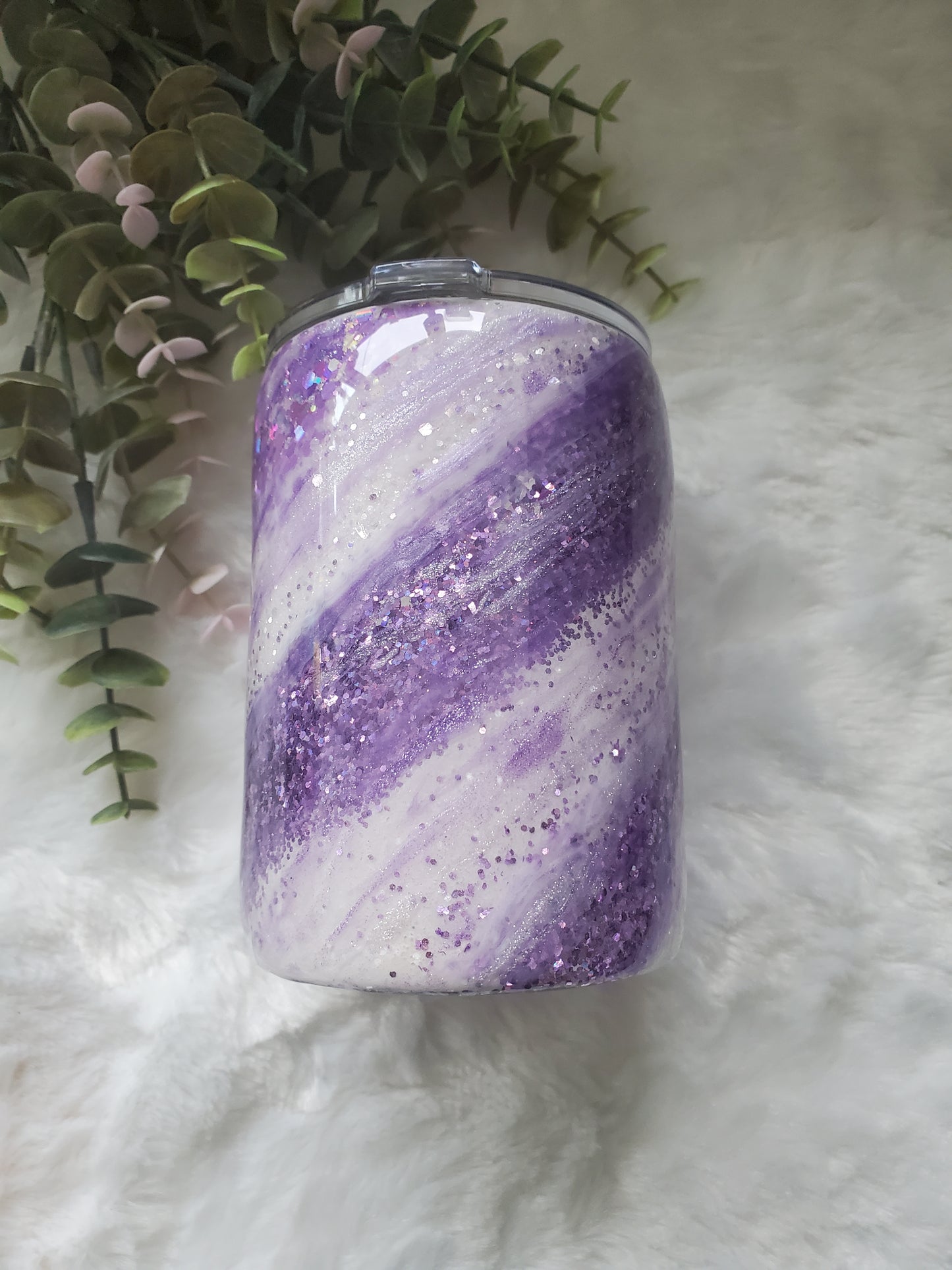 Glitter Swirl Milky Way Custom Tumbler - 14 oz Skinny Straight- Purple, white