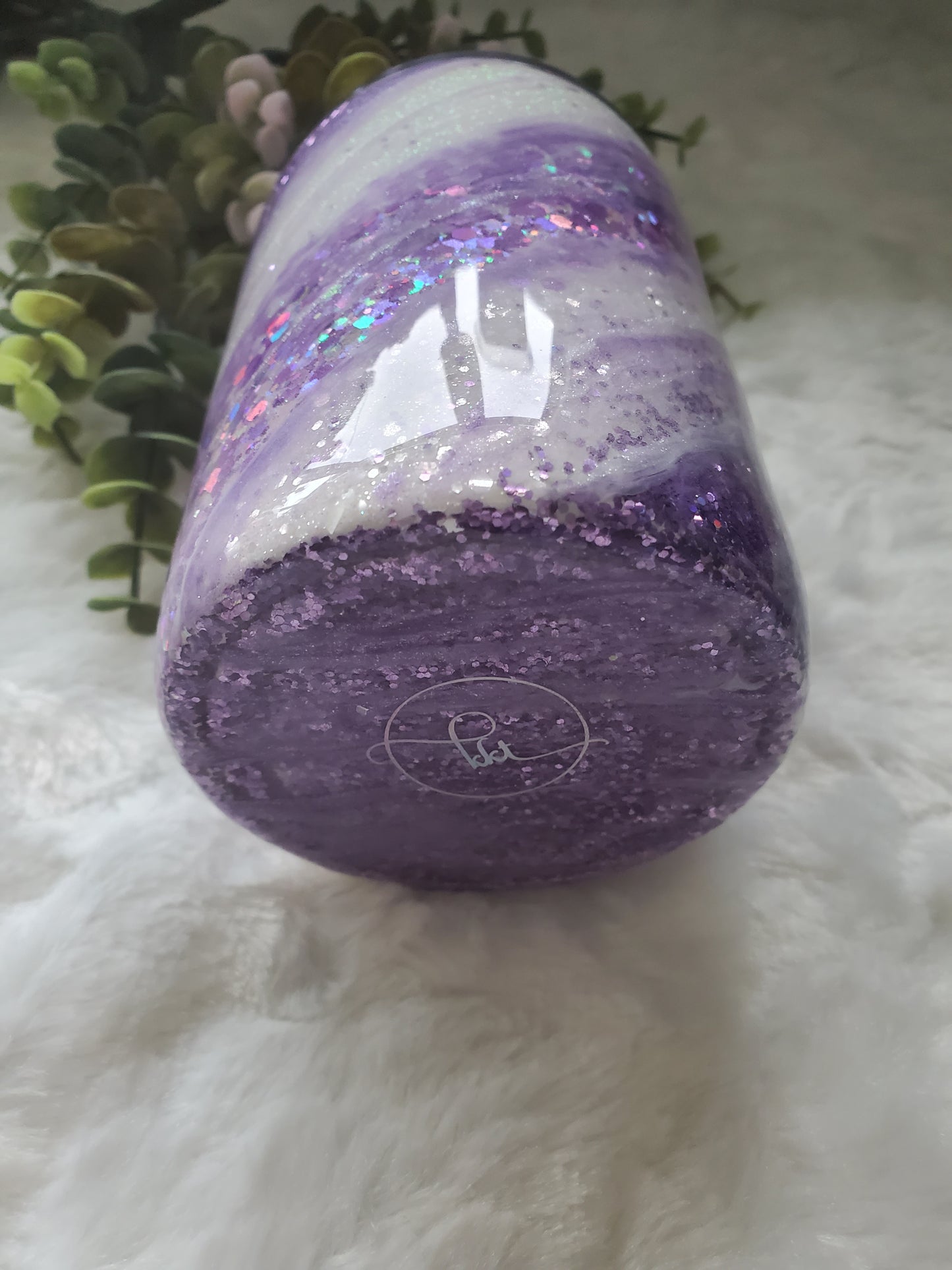 Glitter Swirl Milky Way Custom Tumbler - 14 oz Skinny Straight- Purple, white