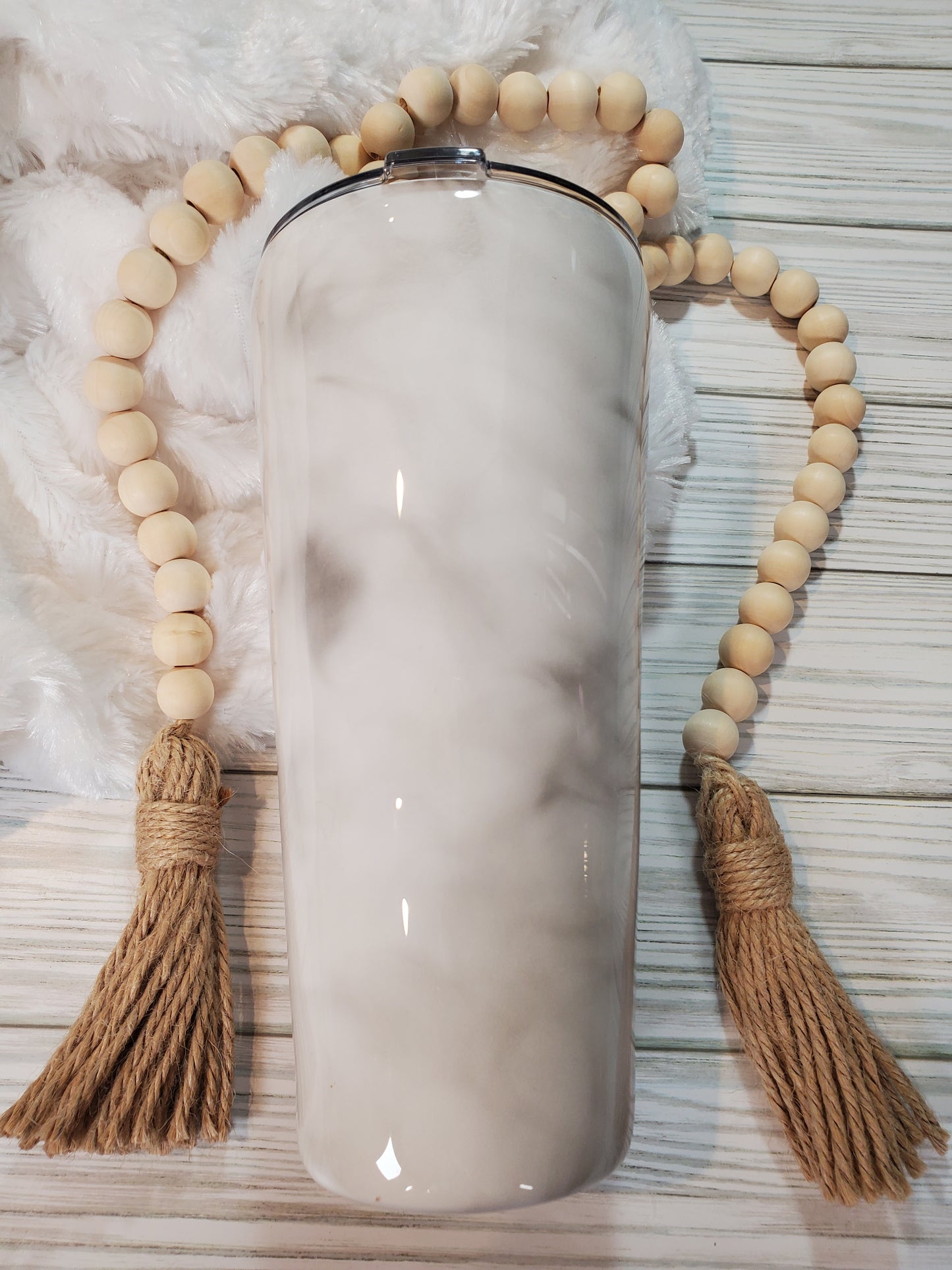 Man of Faith Cross Lion Smoked Non Glitter Custom Tumbler - 32 oz slim taper - white