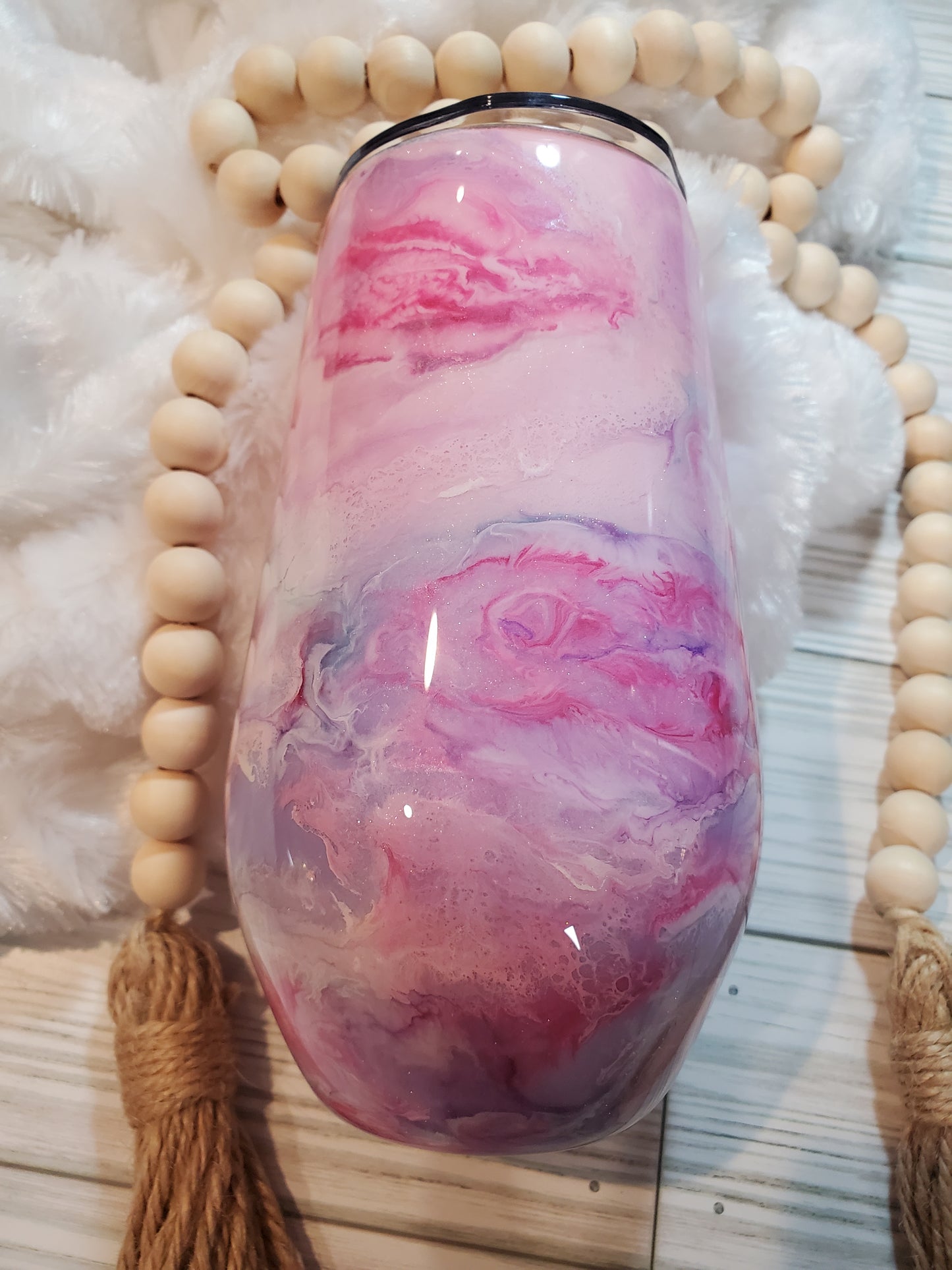 Alcohol ink pastel swirl with glitter Custom Tumbler - 17 oz wine - pastel purple / pink