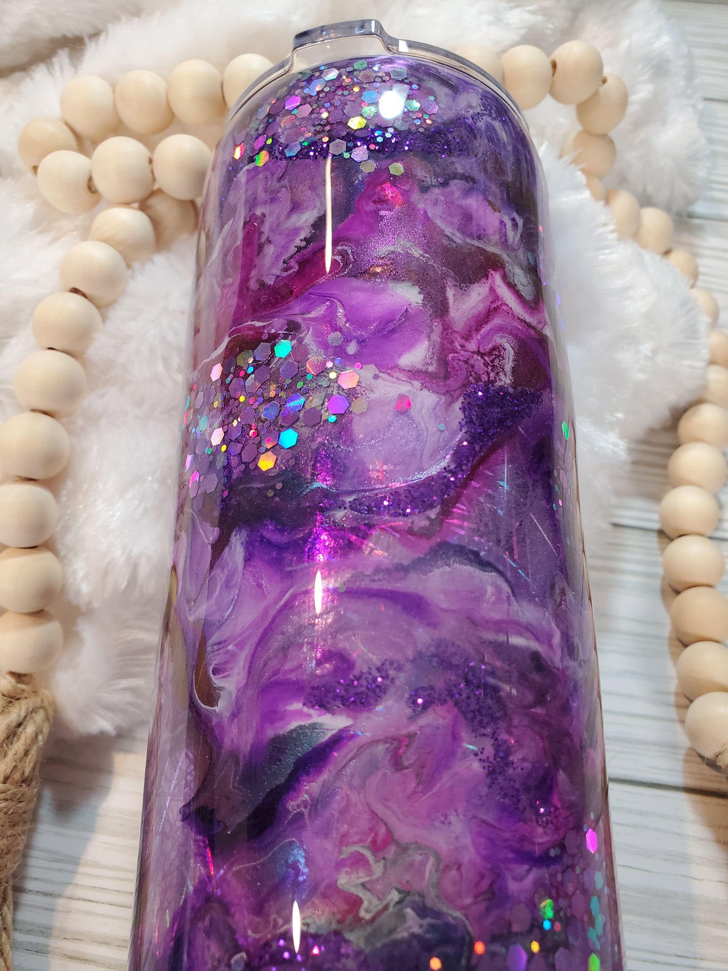 Ink swirl Holographic Glitter Custom Tumbler - 32oz plump - Purple (Copy)