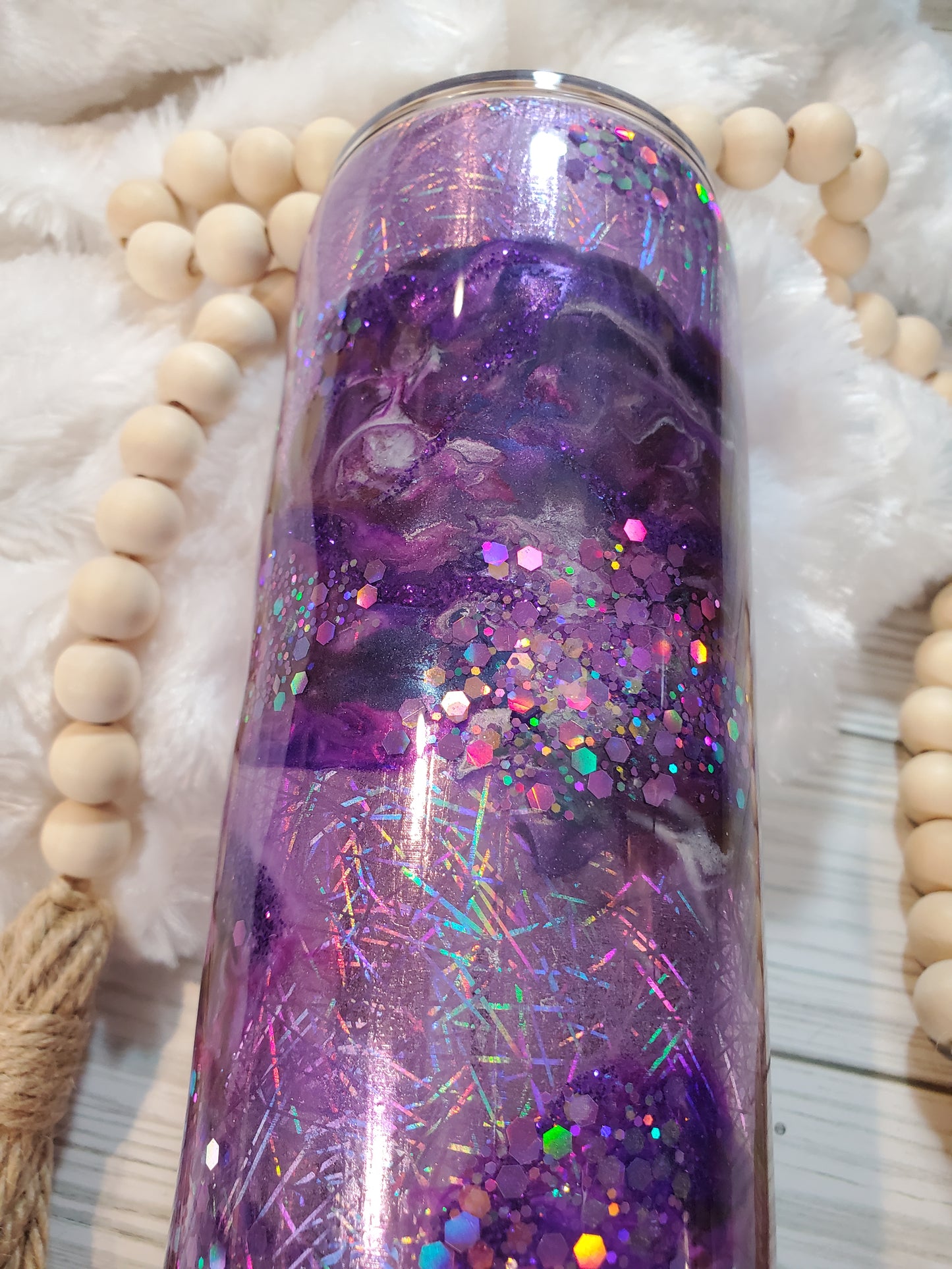Ink swirl Holographic Glitter Custom Tumbler - 32oz plump - Purple (Copy)