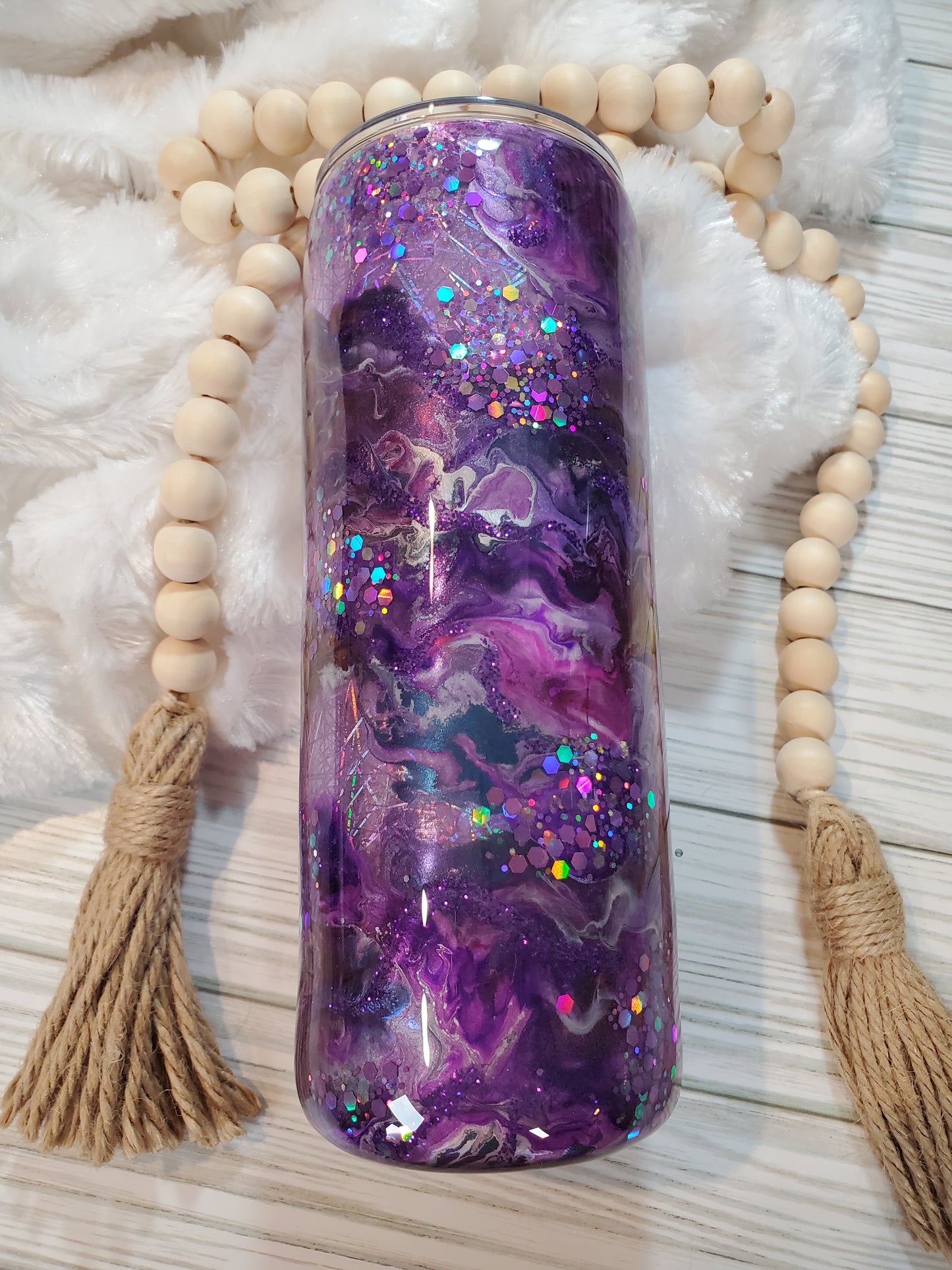 Ink swirl Holographic Glitter Custom Tumbler - 32oz plump - Purple (Copy)