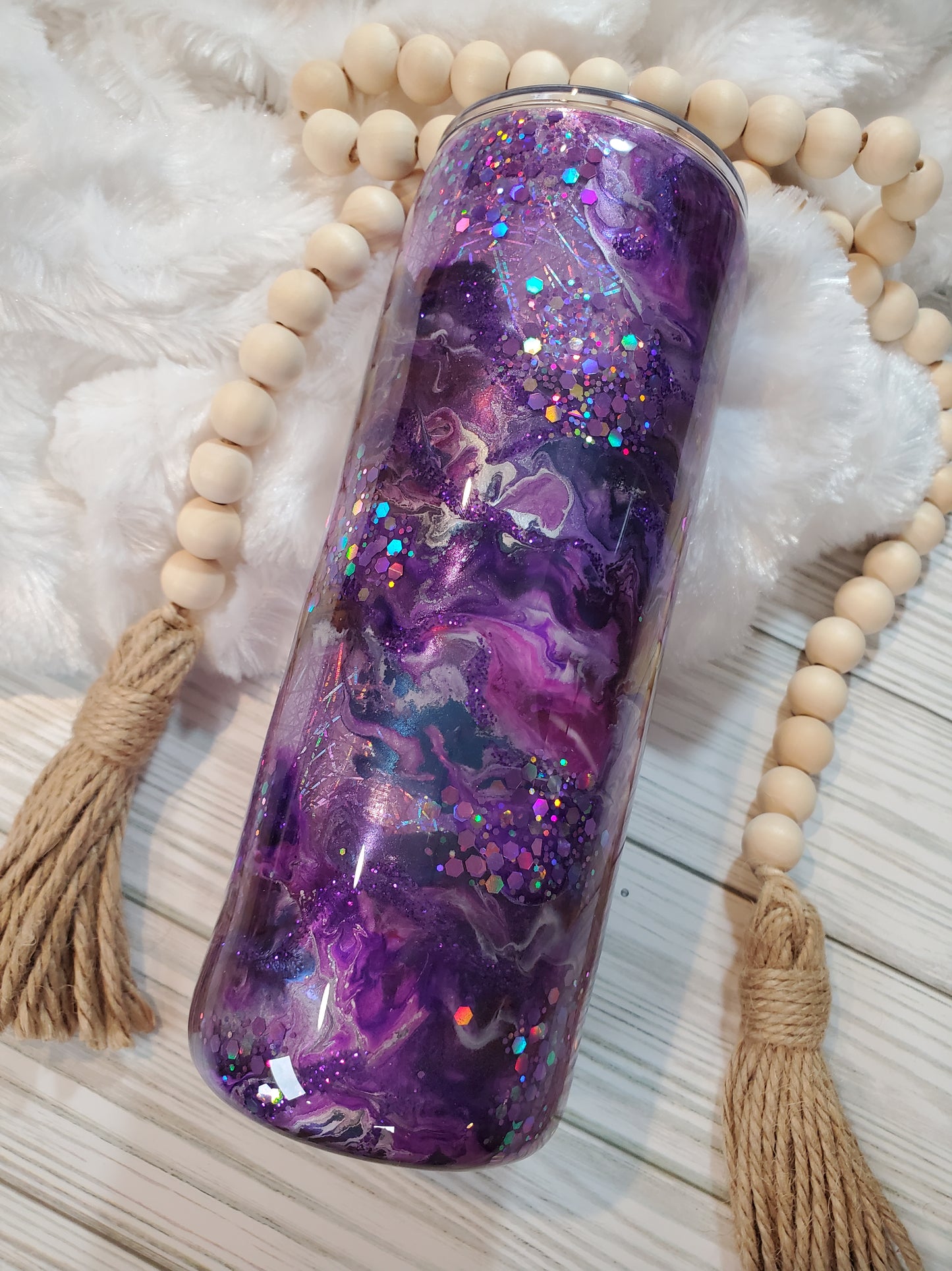 Ink swirl Holographic Glitter Custom Tumbler - 32oz plump - Purple (Copy)