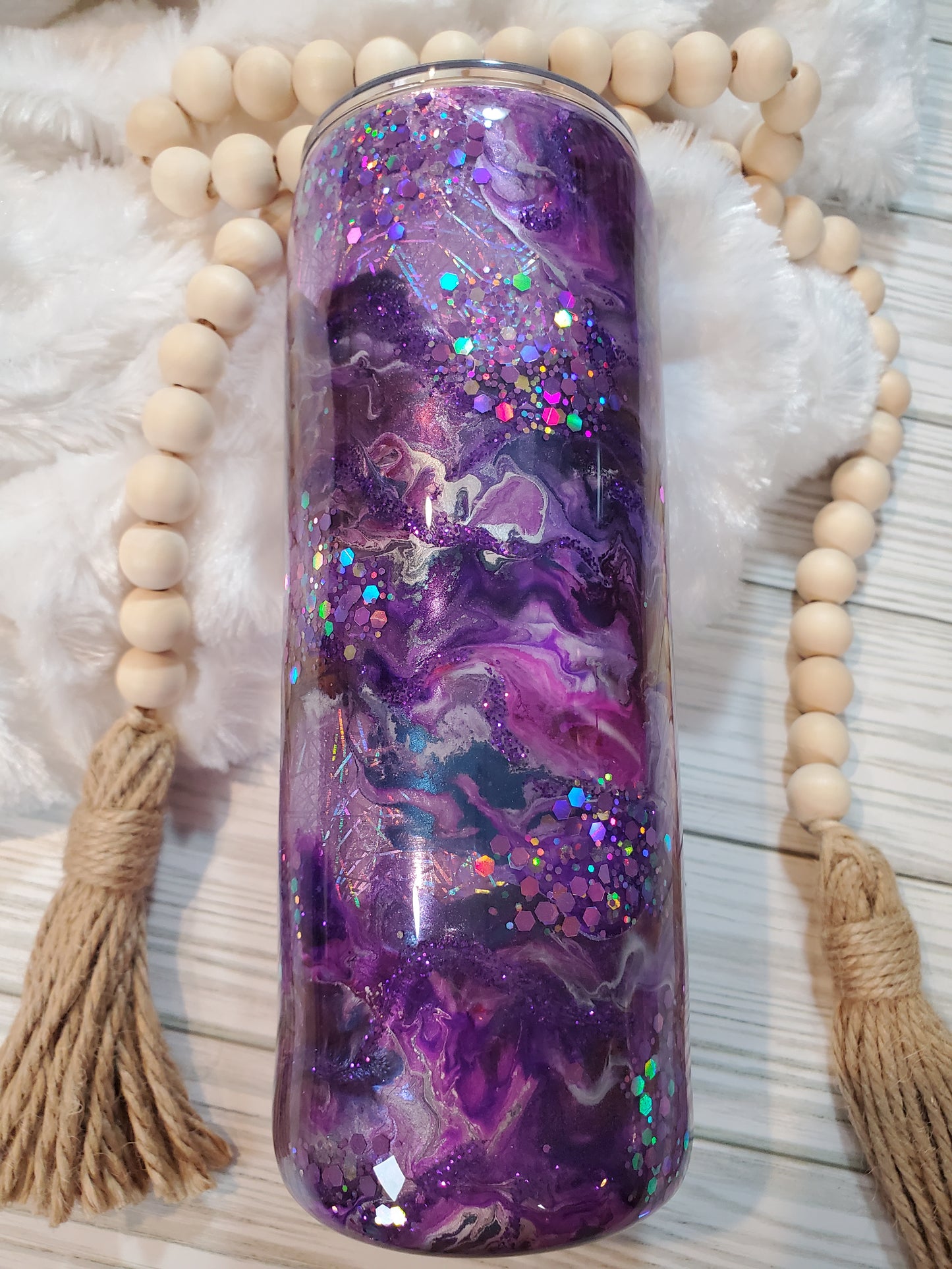 Ink swirl Holographic Glitter Custom Tumbler - 32oz plump - Purple (Copy)