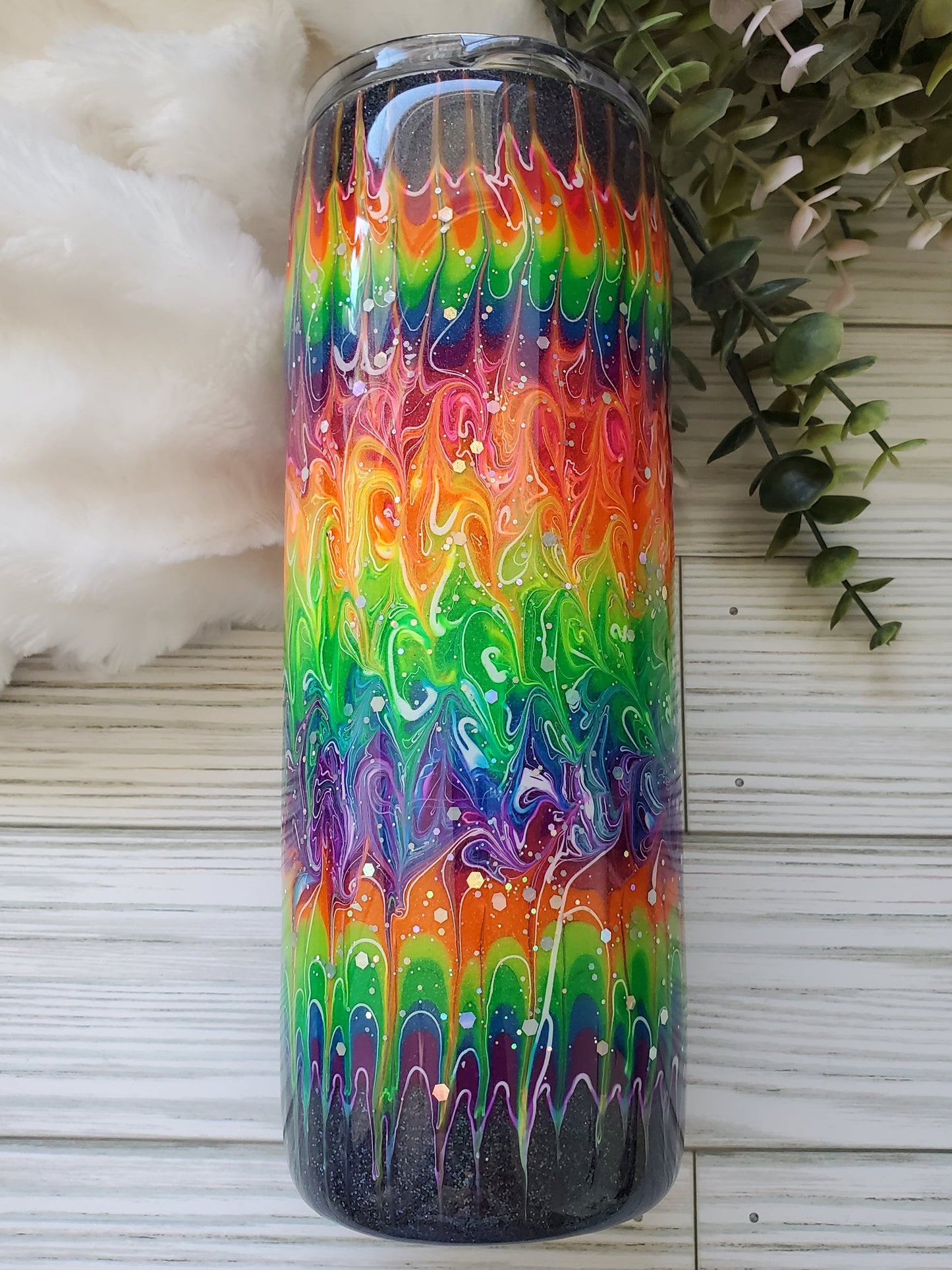 Boujie NEON GLOW pigment Custom Tumbler - 20 oz Skinny Straight - neons