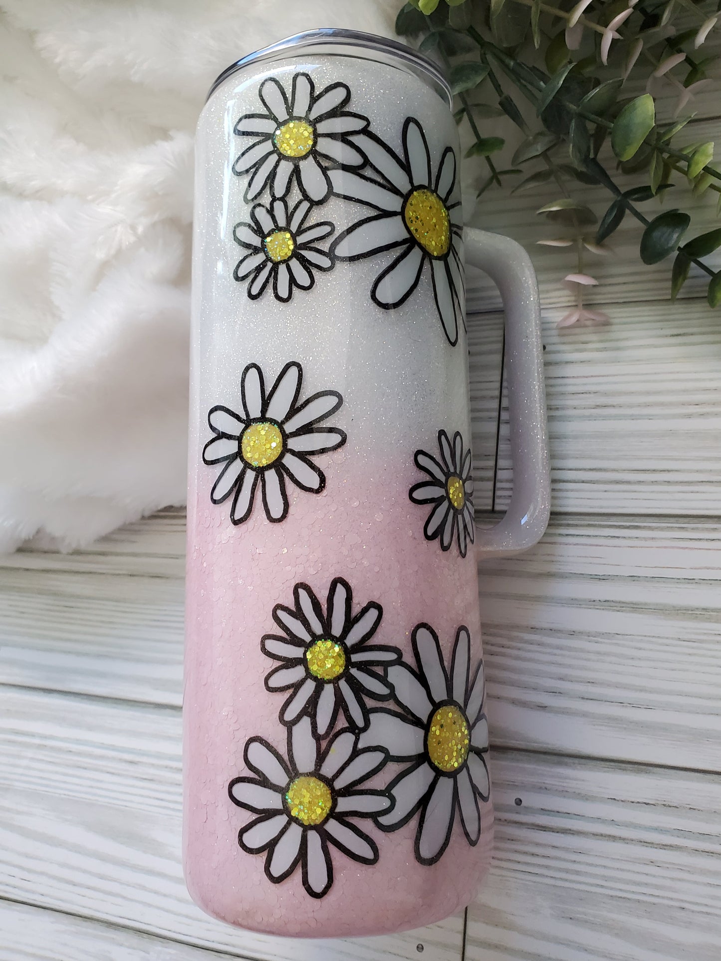 As a Mom You may see me struggle but you'll never see me quit Glitter Tumbler - 20 oz straight handle - pink white with flowers