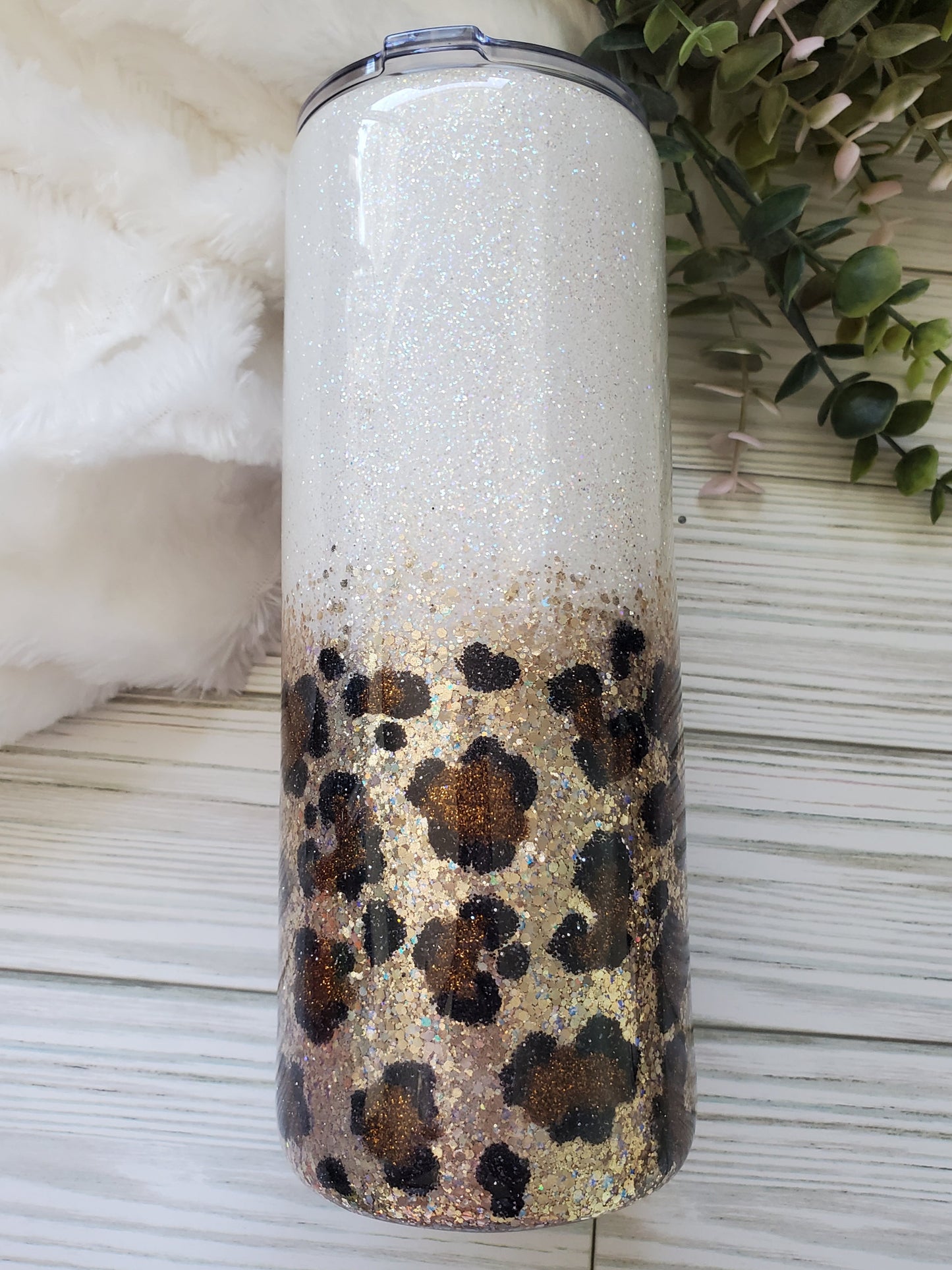 Best Mom Ever Sunflower Glitter Leopard Custom Mug Tumbler - 24 oz - white browns