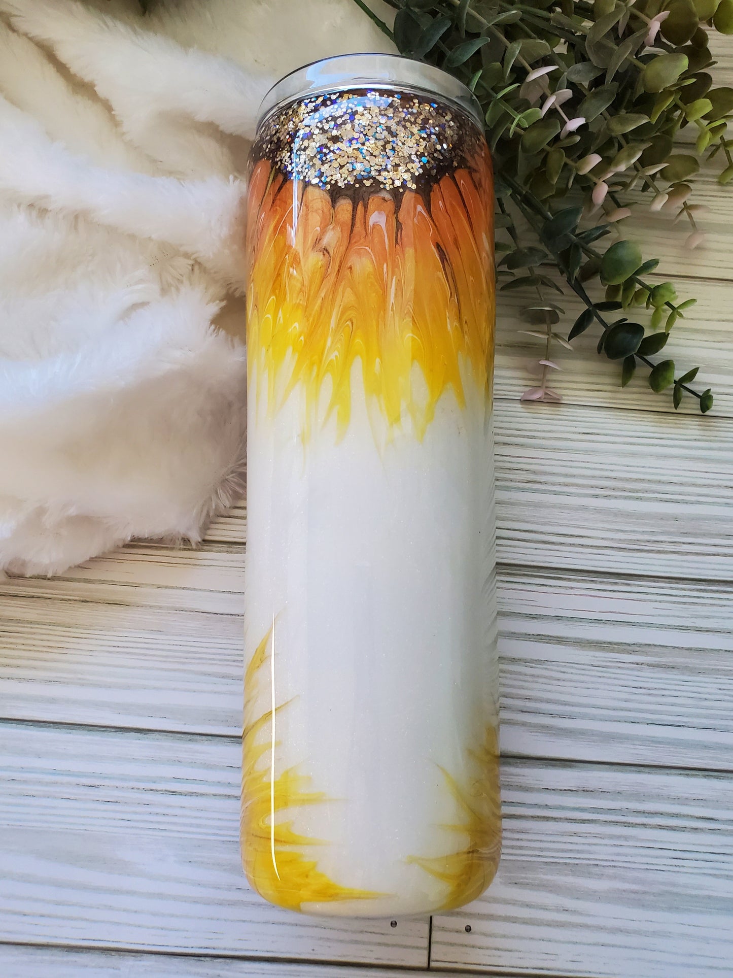 My Favorite People call me MOM sunflower boujie Glitter Custom Tumbler - 30 oz Skinny Taper - white yellow brown