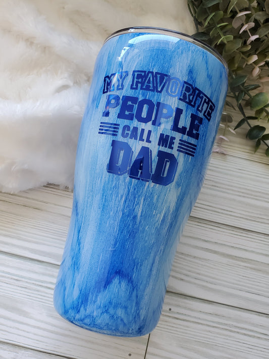 My Favorite People call me DAD Woodgrain Non Glitter Custom Tumbler - 30 oz curve - blue