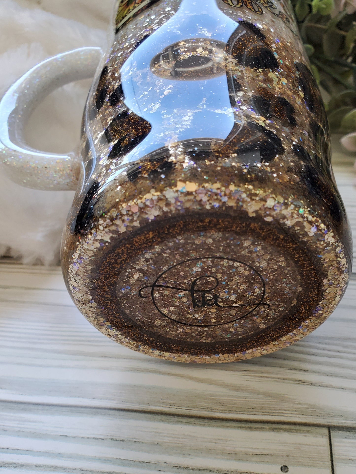 "Mama Needs Coffee" Glitter Leopard Custom Mug Tumbler - 16 oz Morning Mug - white browns