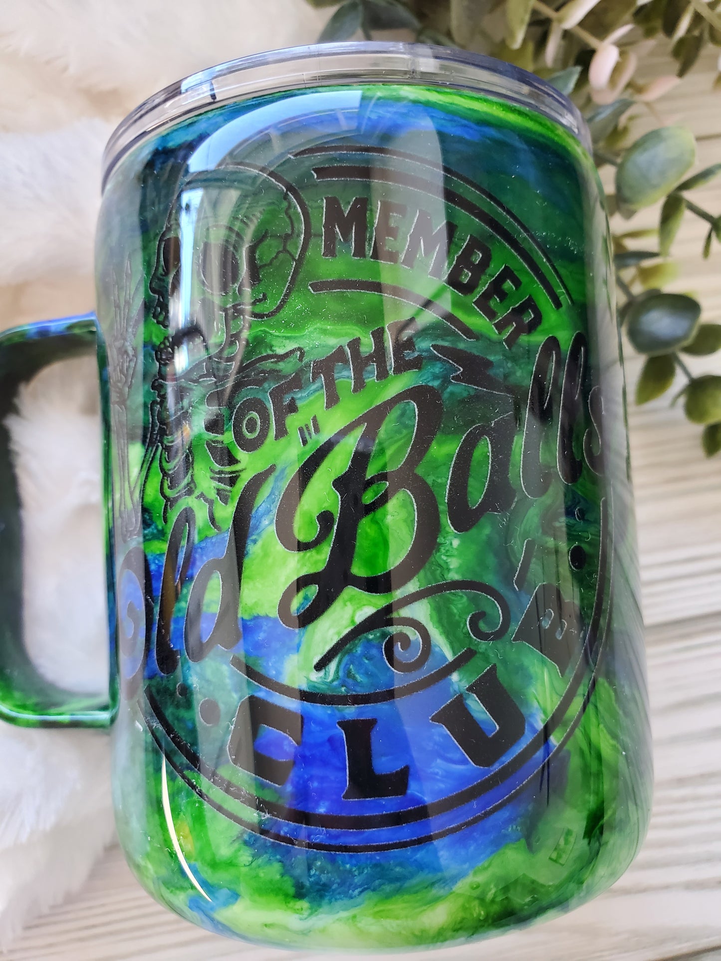 Member of the Old Balls Club Ink Custom Tumbler Coffee Mug- 12 oz straight coffee mug - blue green