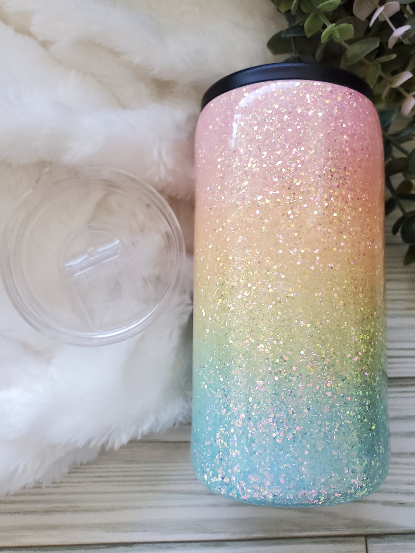 Girls Just Wanna Have Rum Glitter Custom tumbler can cooler - 12 oz SLIM Douzie, can koozie & regular lid included