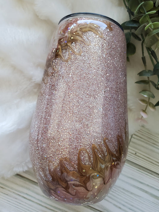 Bougie Rose Gold Pigment Custom Tumbler - add name - 17 oz Wine - rose gold rose pink