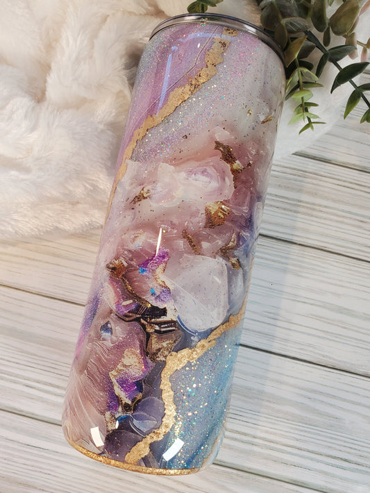 Crystals Geode Glitter Custom Tumbler - 20 oz Skinny Straight - all colors