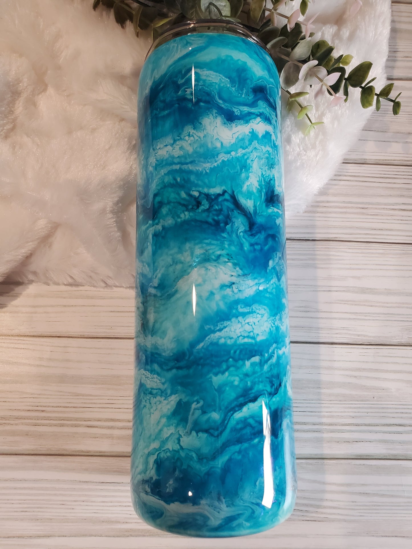 Weekend Hooker ink swirl Non glitter Custom Tumbler - 30 oz Skinny Straight -blues