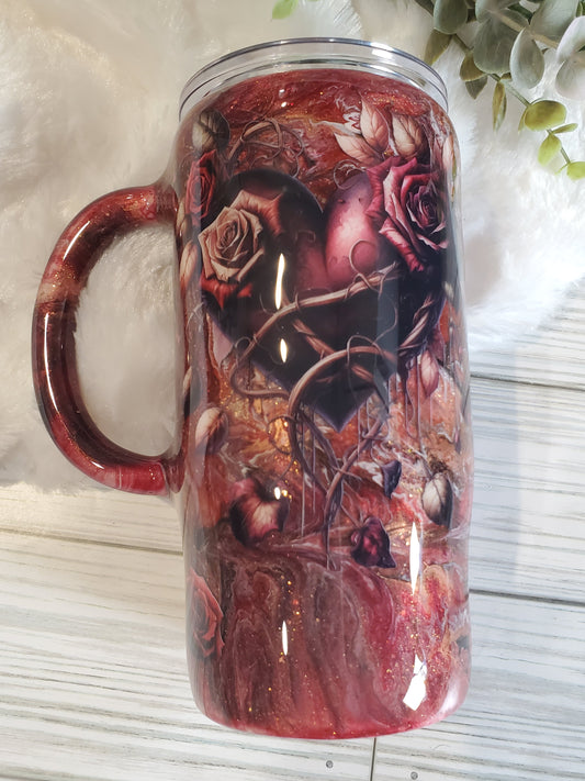 Heart Waymaker Handle Mug Tumbler - 16 oz Morning Mug - maroon gold