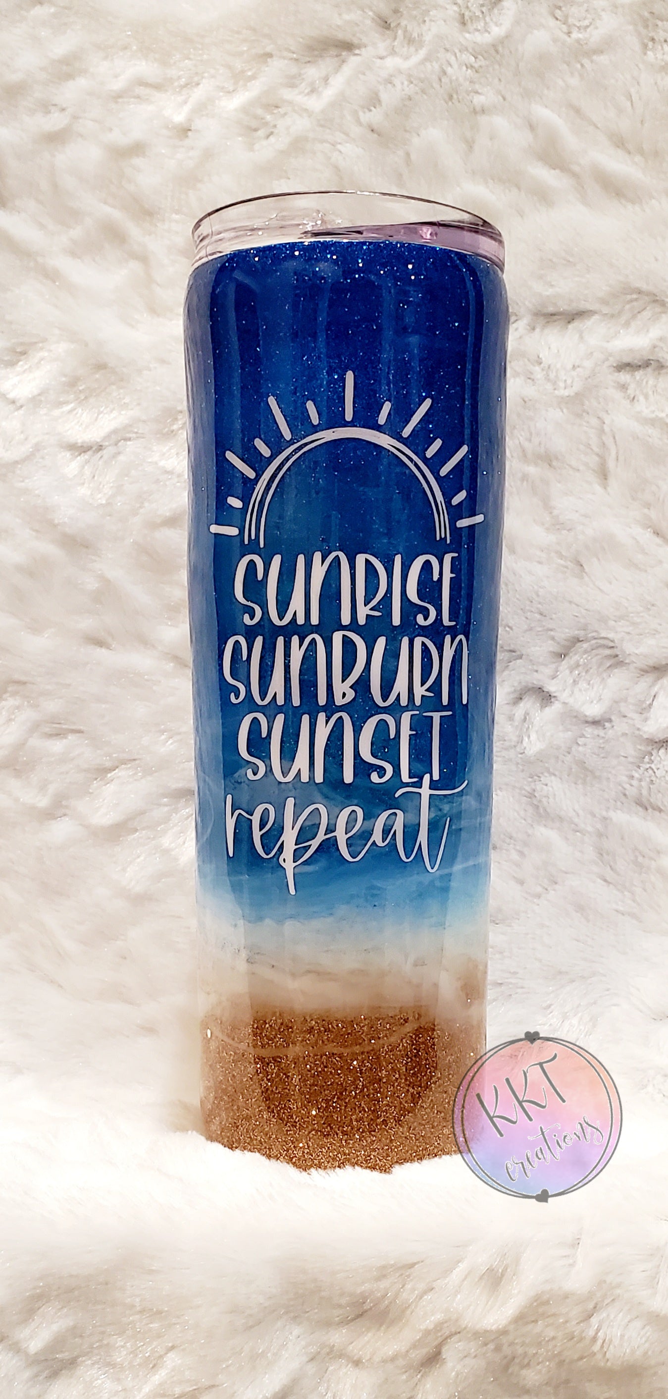 Beach glitter ombre, Sunrise Sunburn Sunset Repeat - 20 oz skinny
