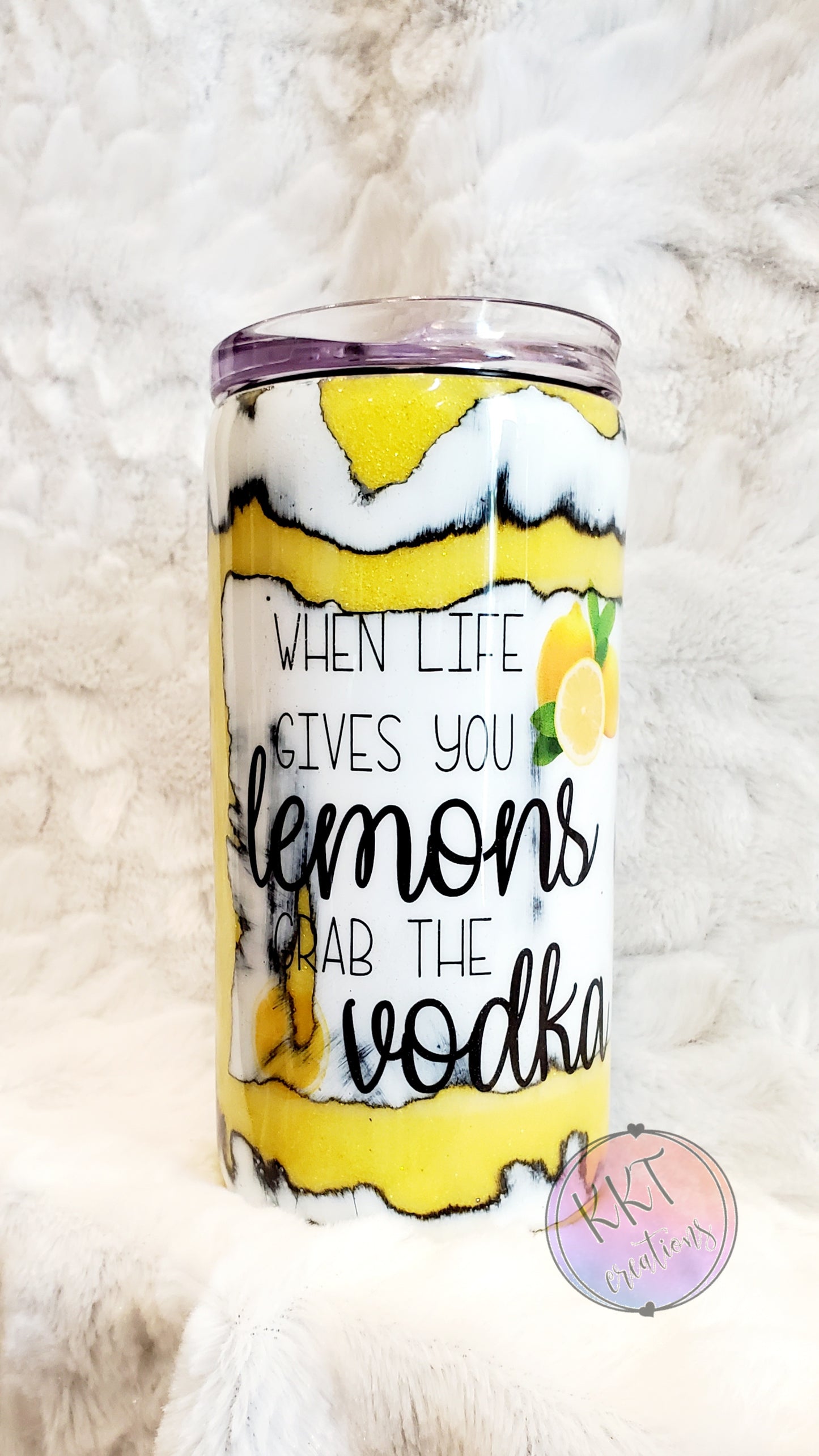 When Life Gives You Lemons, Grab the Vodka Custom tumbler - 12 oz SLIM Douzie, can kouzie & regular lid included