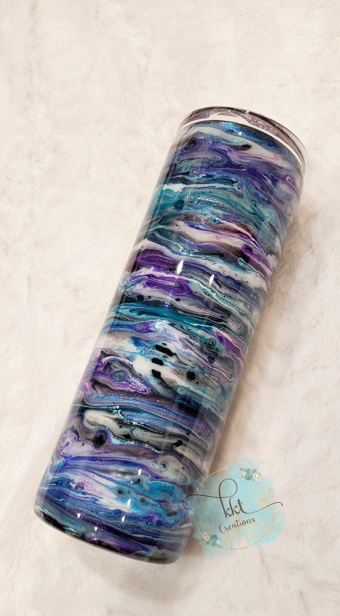 Classy with a Side of Sassy Pigment/Paint SwirlCustom Tumbler - 20 oz Skinny Straight -Purple/Blue/Turquoise