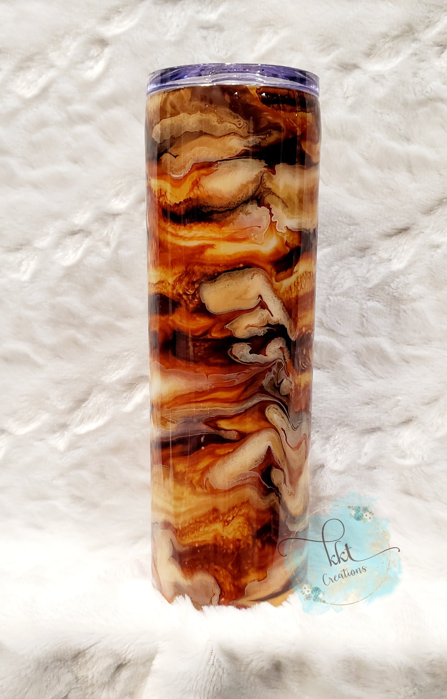 Life Begins After Coffee alcohol ink swirl custom tumbler - 30 oz skinny taper