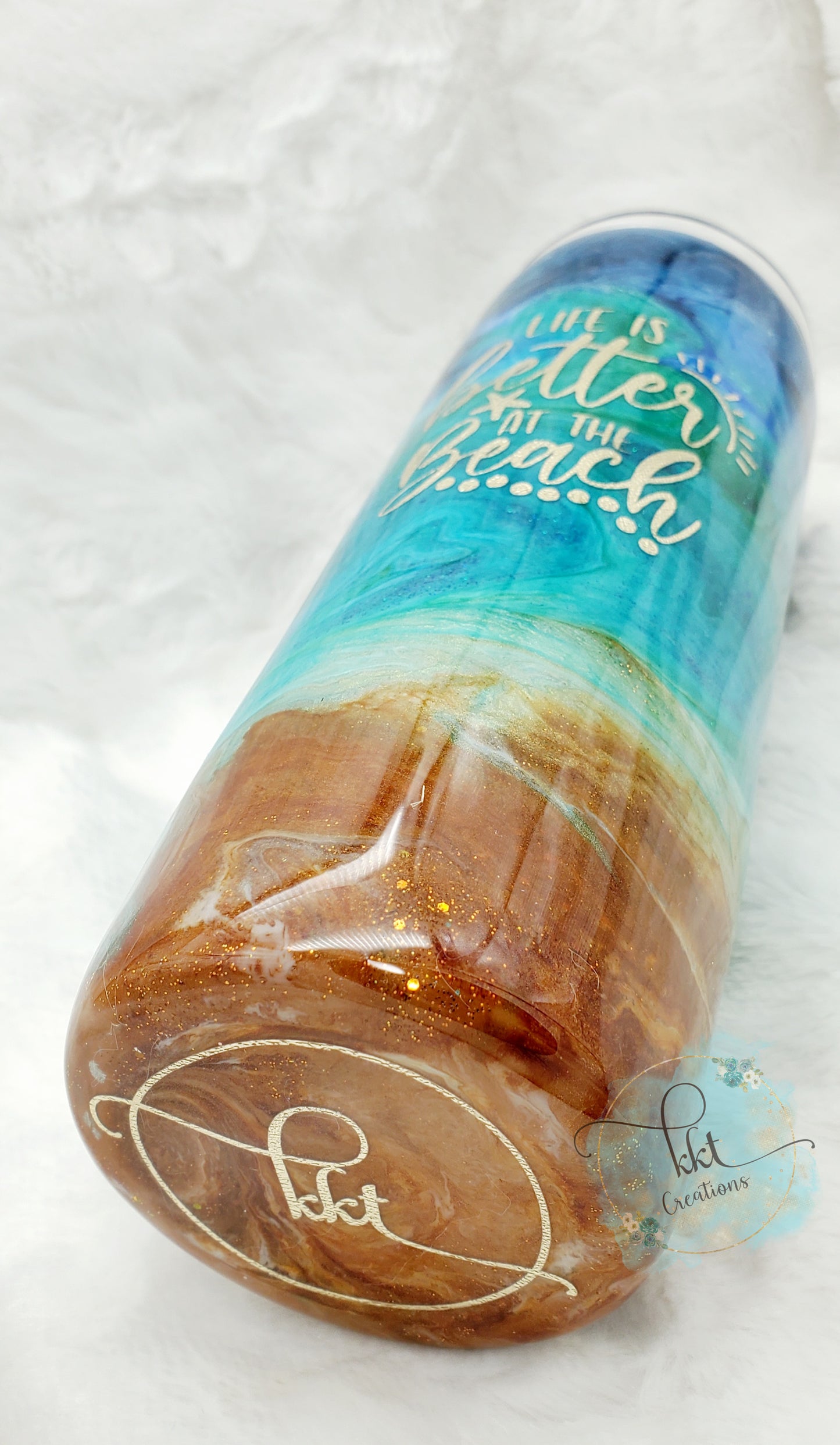 Beach Life is Better at the Beach custom tumbler - 20 oz skinny - inks/pigments