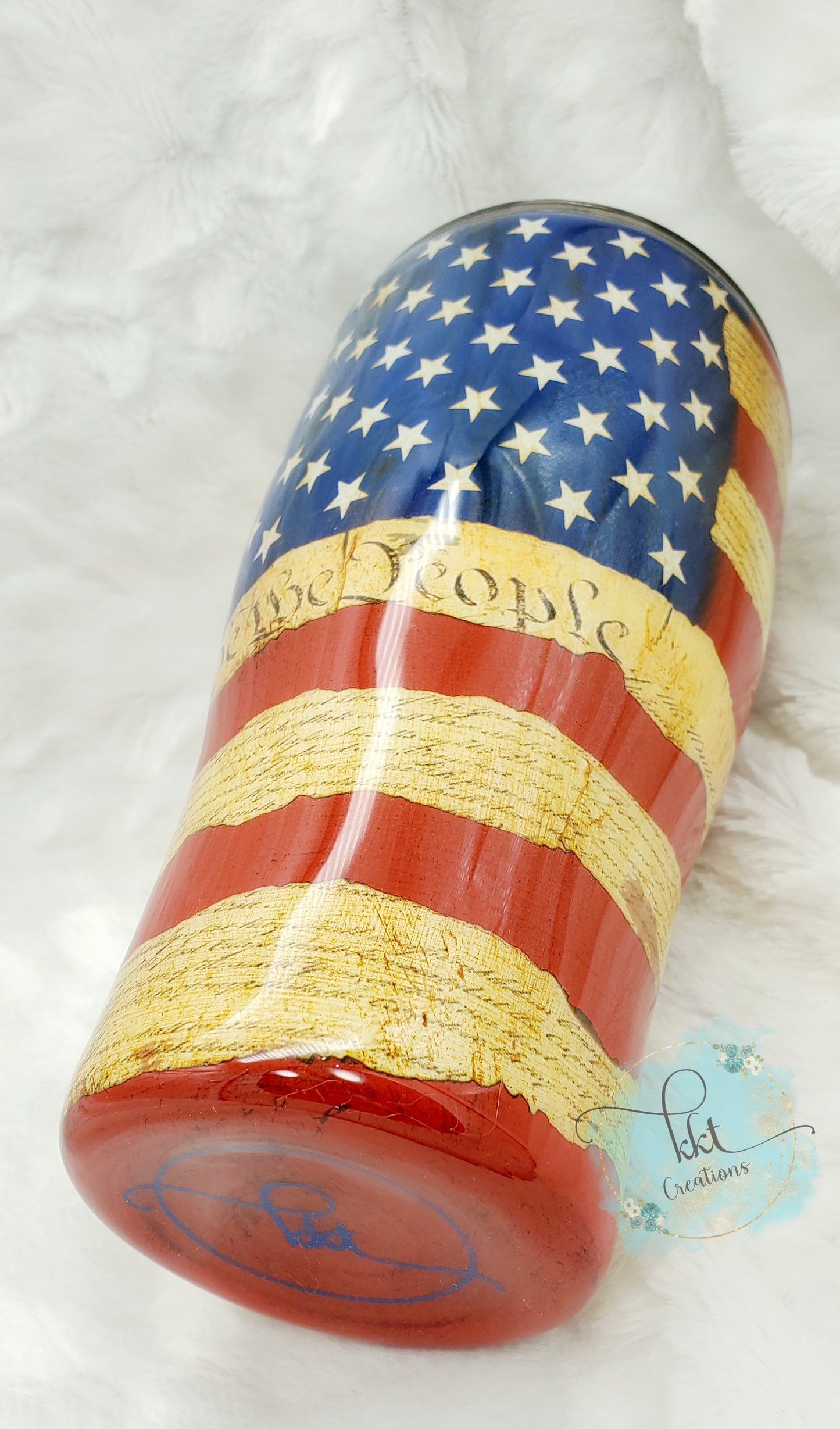 Flag Constitution Non Glittered Custom Tumbler - 30 oz Curve - Red/White/Blue