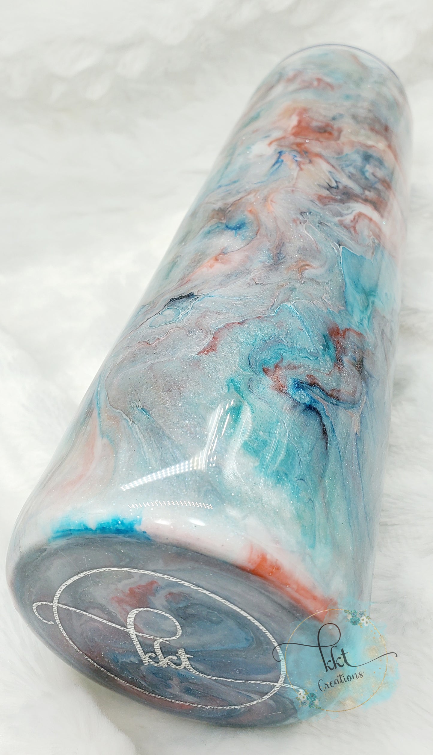 Waymaker Tumbler - 32 oz Skinny- Turquoise/Coral/White/Silver