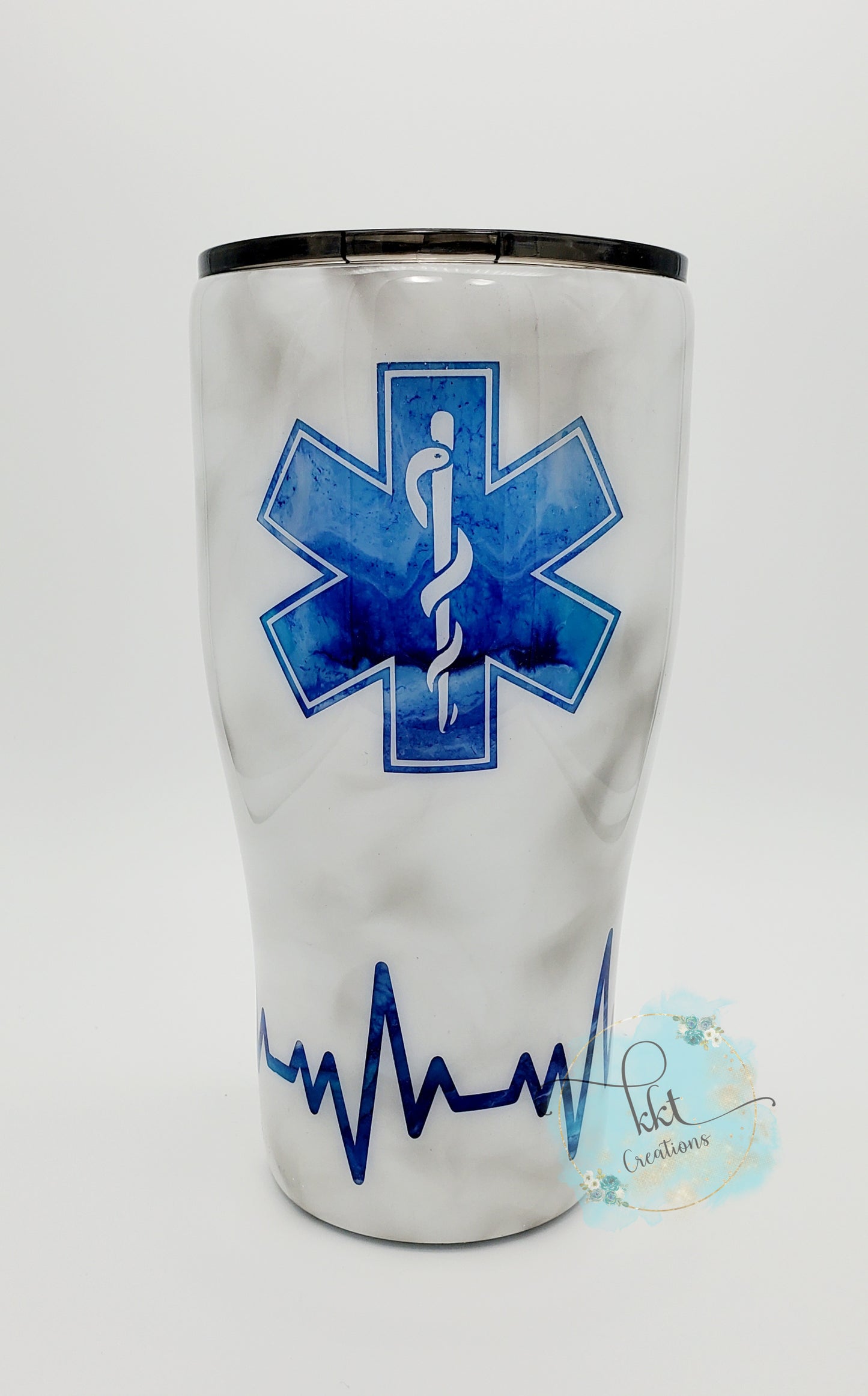 EMT/Paramedic Peekaboo Heartbeat Non Glittered Custom Tumbler - 30 oz Curve