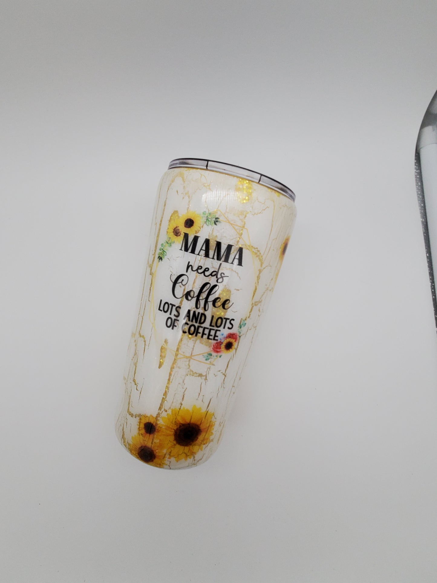 MAMA needs coffee crackle sunflower Custom Tumbler - 22 oz Taper