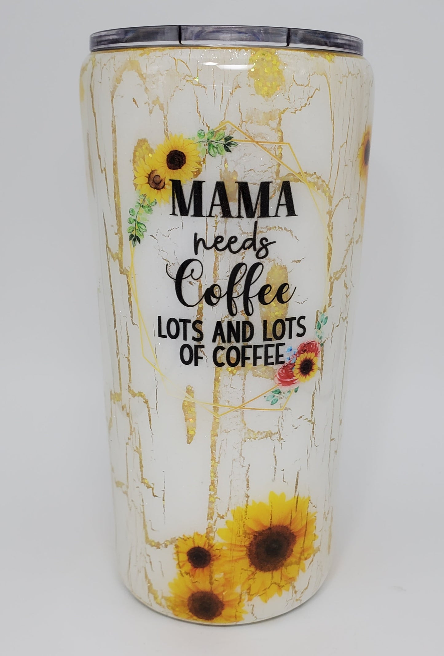 MAMA needs coffee crackle sunflower Custom Tumbler - 22 oz Taper