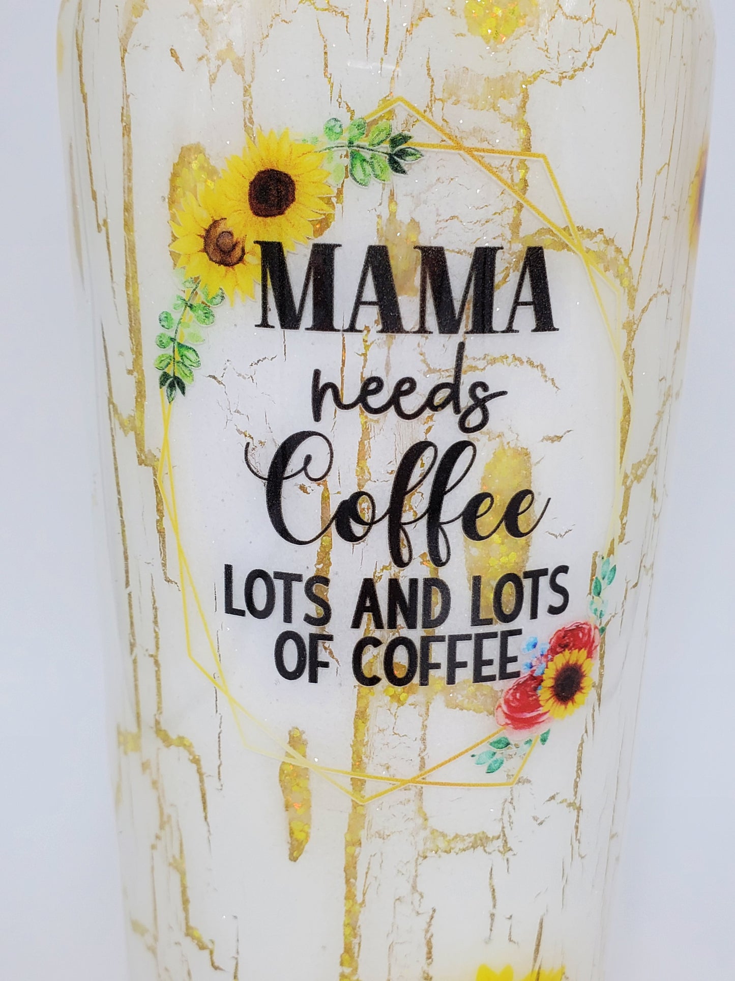 MAMA needs coffee crackle sunflower Custom Tumbler - 22 oz Taper