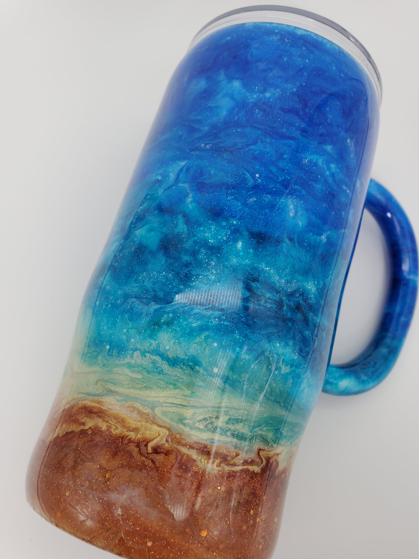 Beach Waymaker Pigment Glitter Custom Mug Tumbler - 16 oz Morning Mug - blues