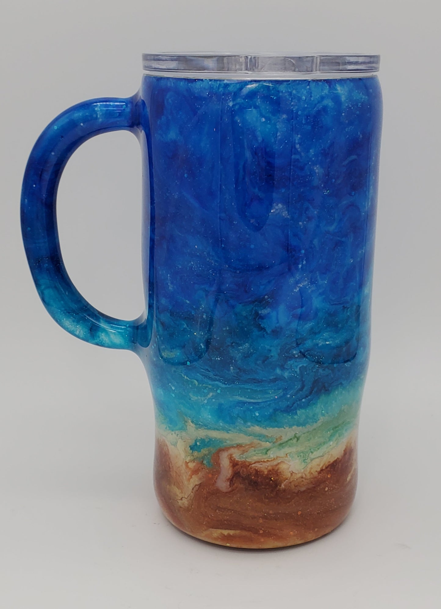 Beach Waymaker Pigment Glitter Custom Mug Tumbler - 16 oz Morning Mug - blues