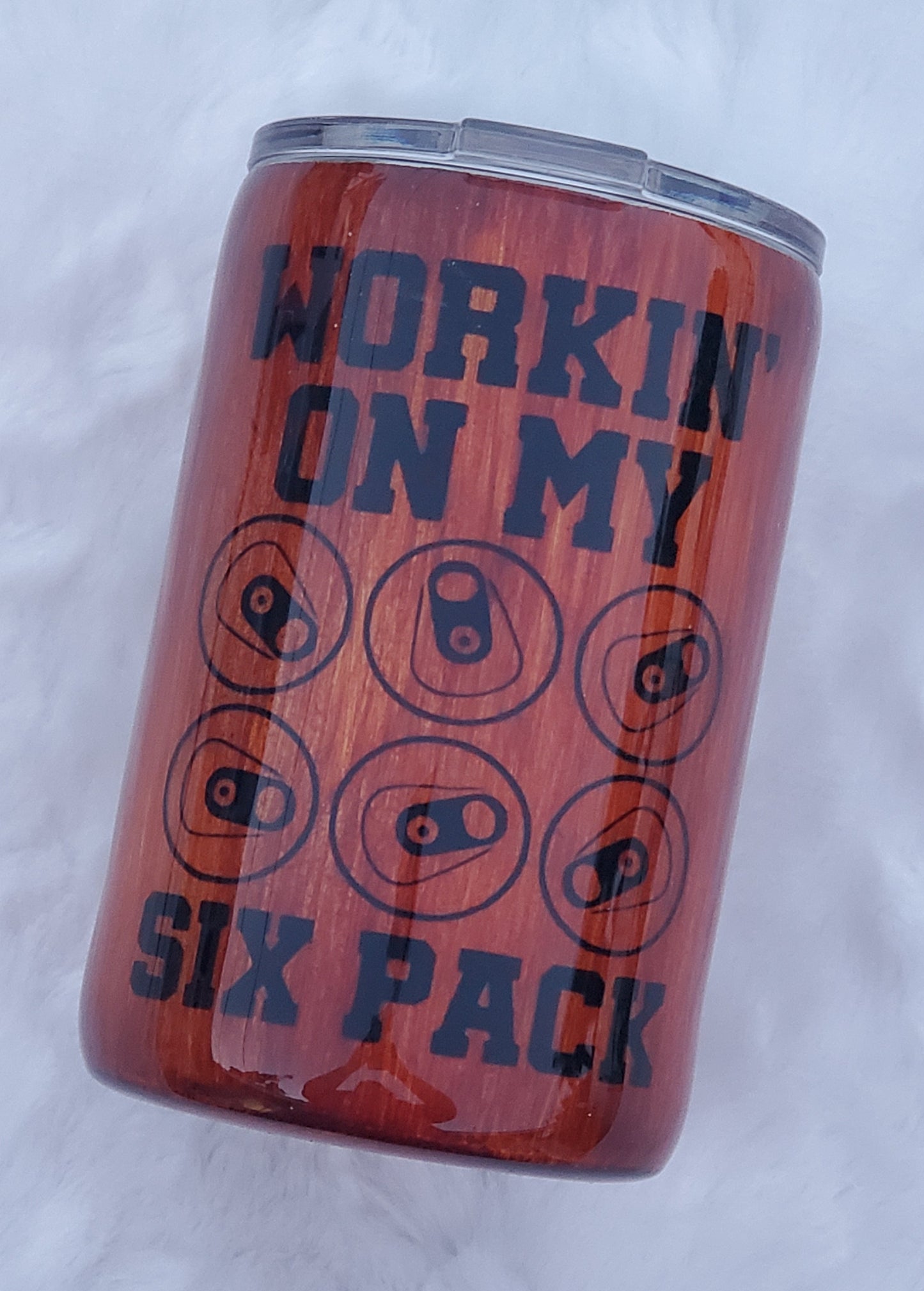 Workin' on My Six Pack Non Glitter Tumbler - 12 oz Regular Kouzie - woodgrain