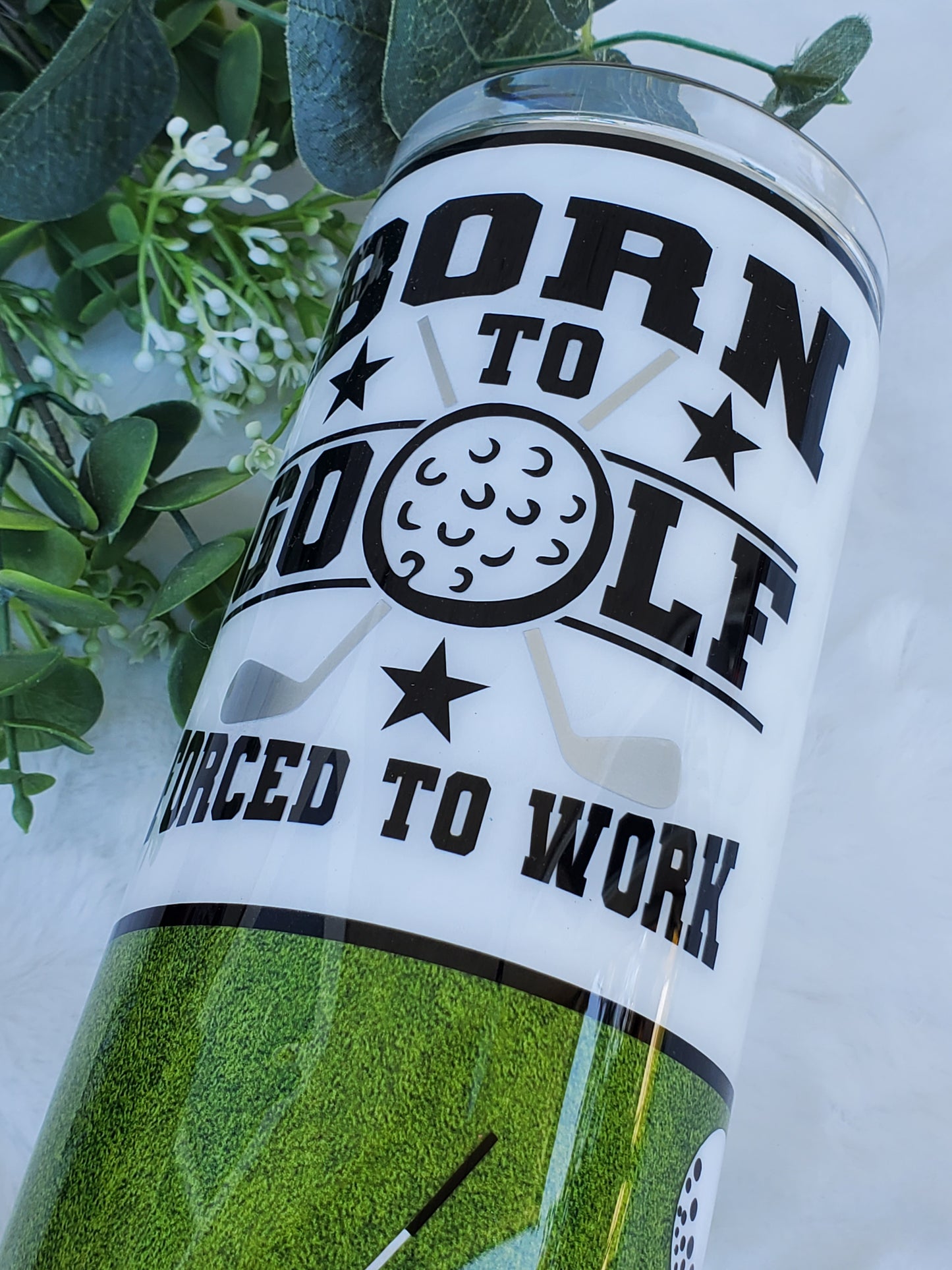 GOLF Born to Golf Custom Tumbler - 30 oz straight - white green