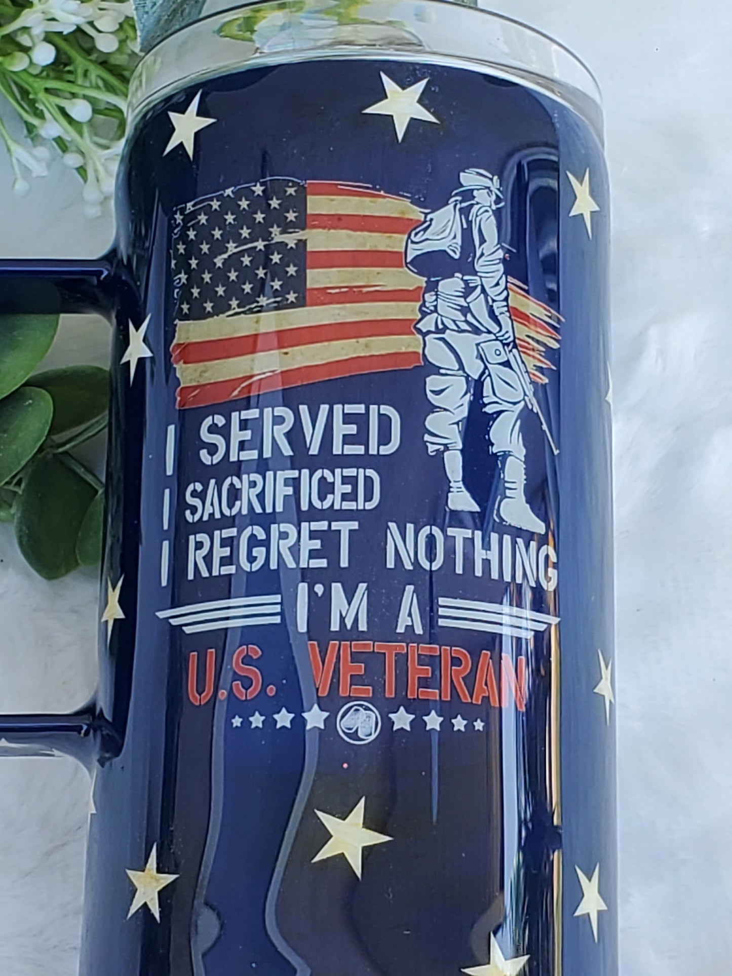 Veteran Flag NonGlitter Custom Mug Tumbler - 16 oz Straight Coffee Mug - blues (Copy)