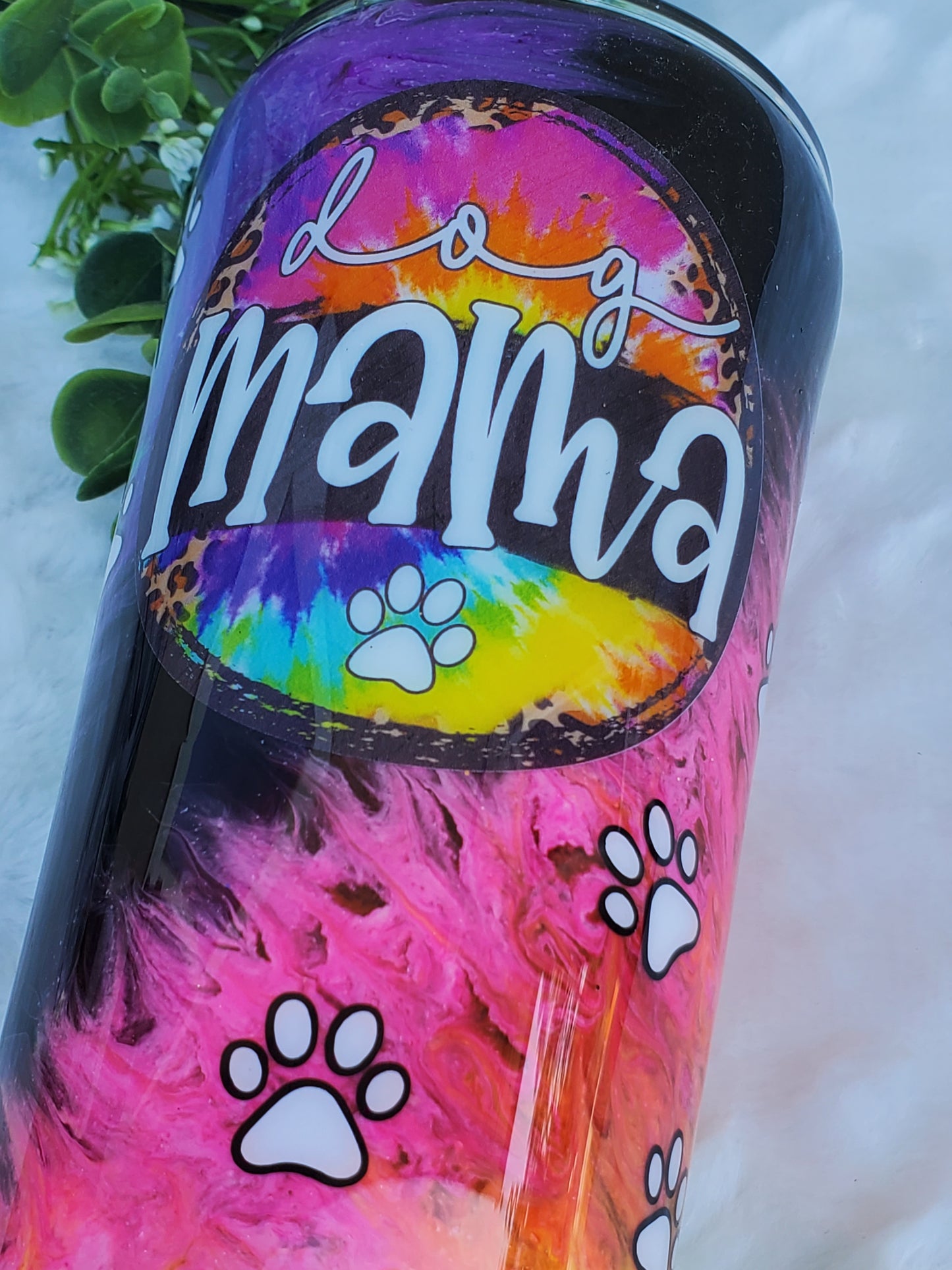 DOG Mama neon paw print GLOW Custom Tumbler - 22 oz Taper