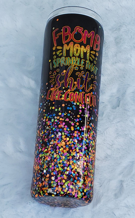 F-Bomb Mom Glittered Custom Tumbler - 30 oz straight taper - all colors