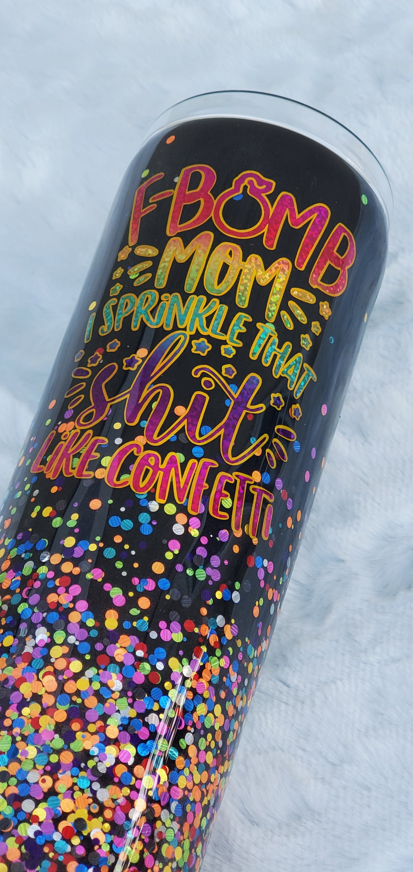 F-Bomb Mom Glittered Custom Tumbler - 30 oz straight taper - all colors