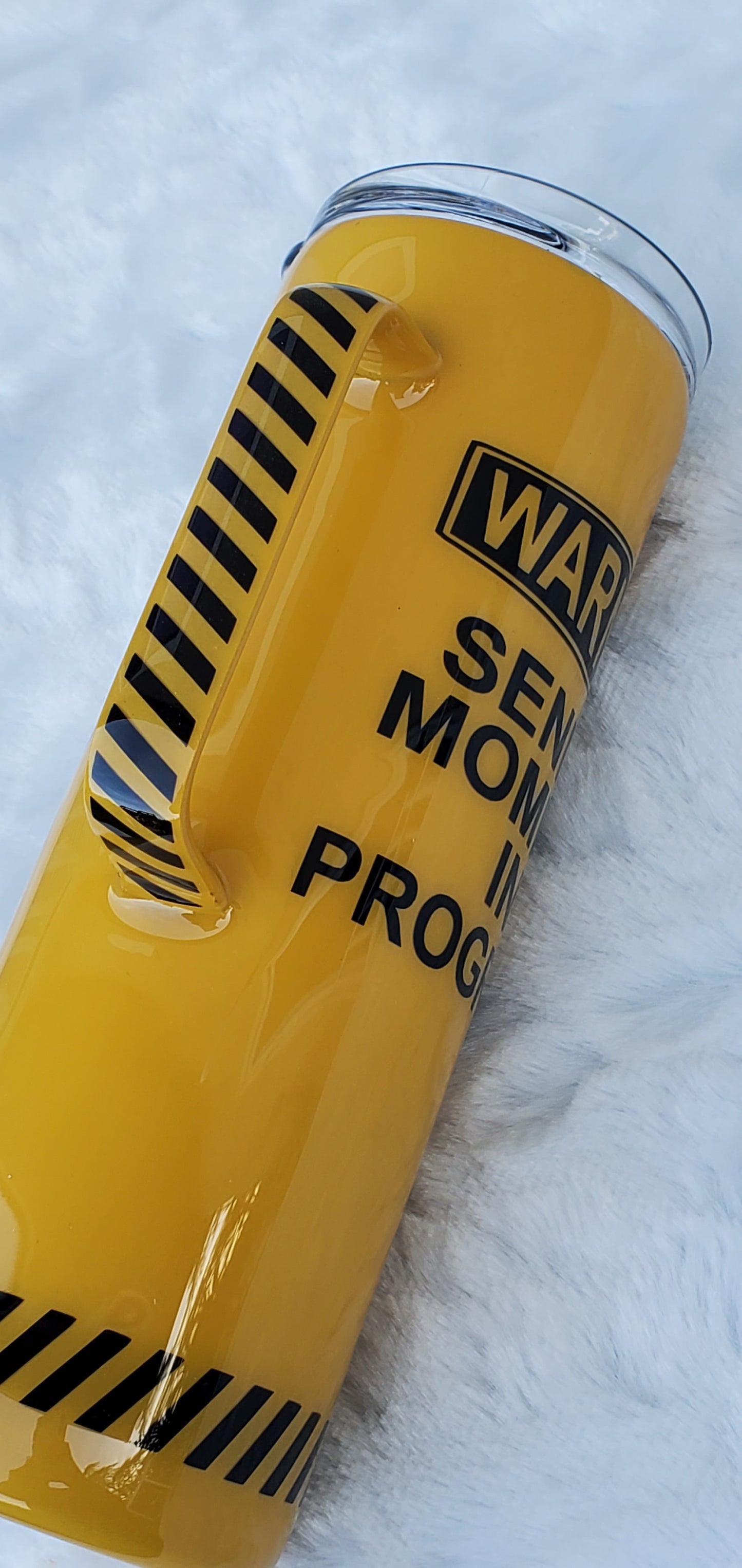 Senior Moment in Progress Non Glitter Tumbler - 20 oz straight handle - caution tape