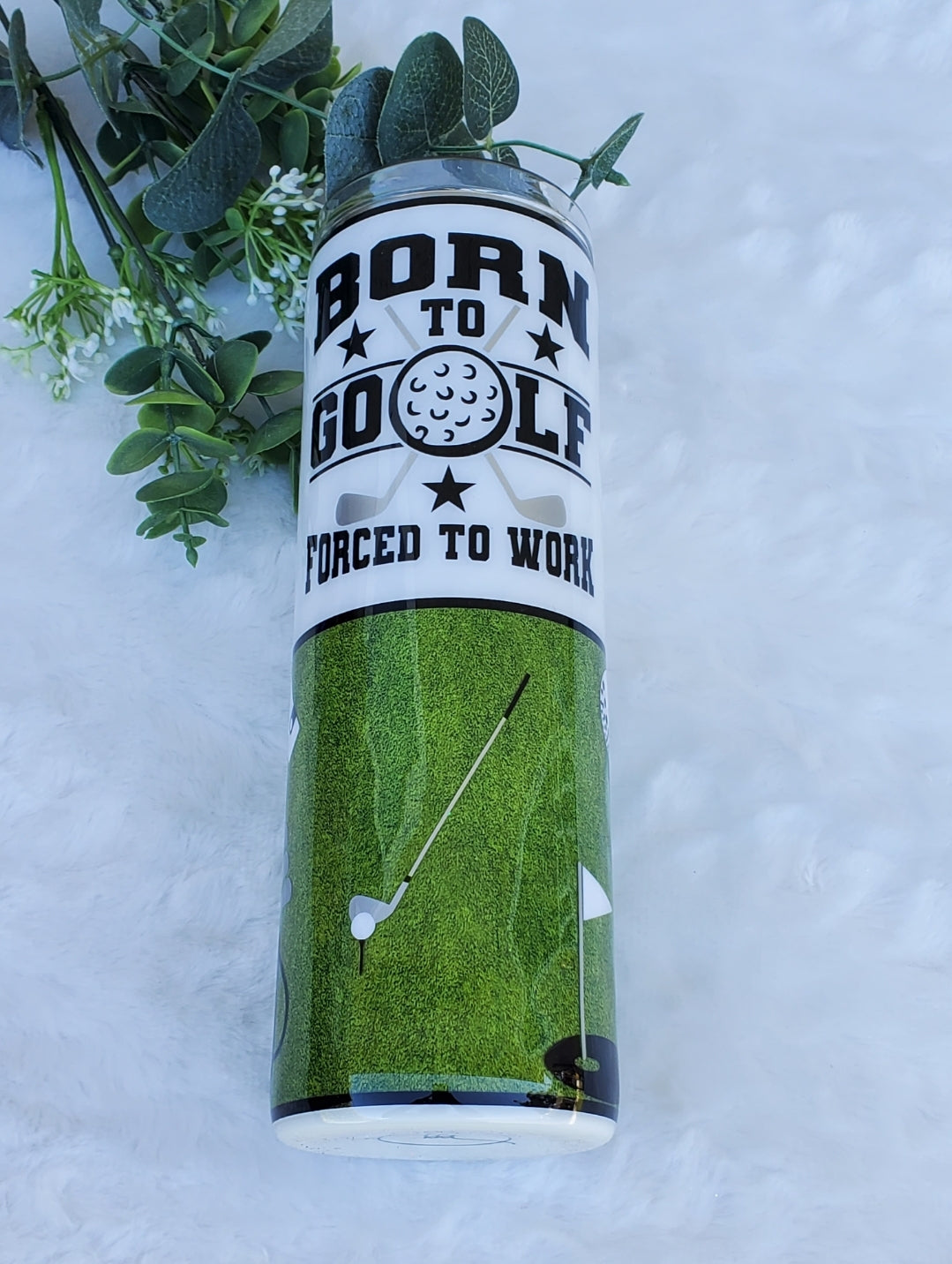 GOLF Born to Golf Custom Tumbler - 30 oz straight - white green