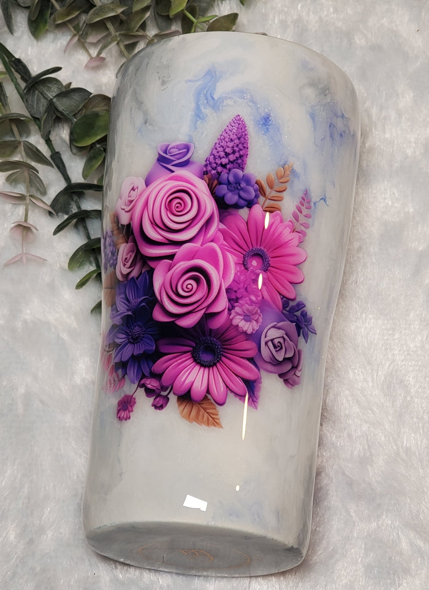 MOM floral Custom Tumbler - 20 oz curve - purple pink - mom life best life