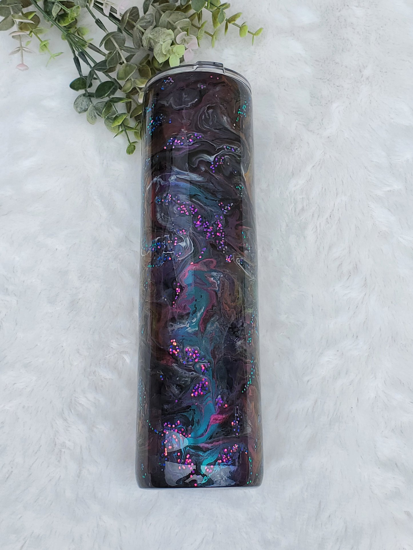 Momlife Mom Bruh Alcohol Ink Pigment swirl Custom Tumbler - 32 oz Skinny Plump - purple turquoise