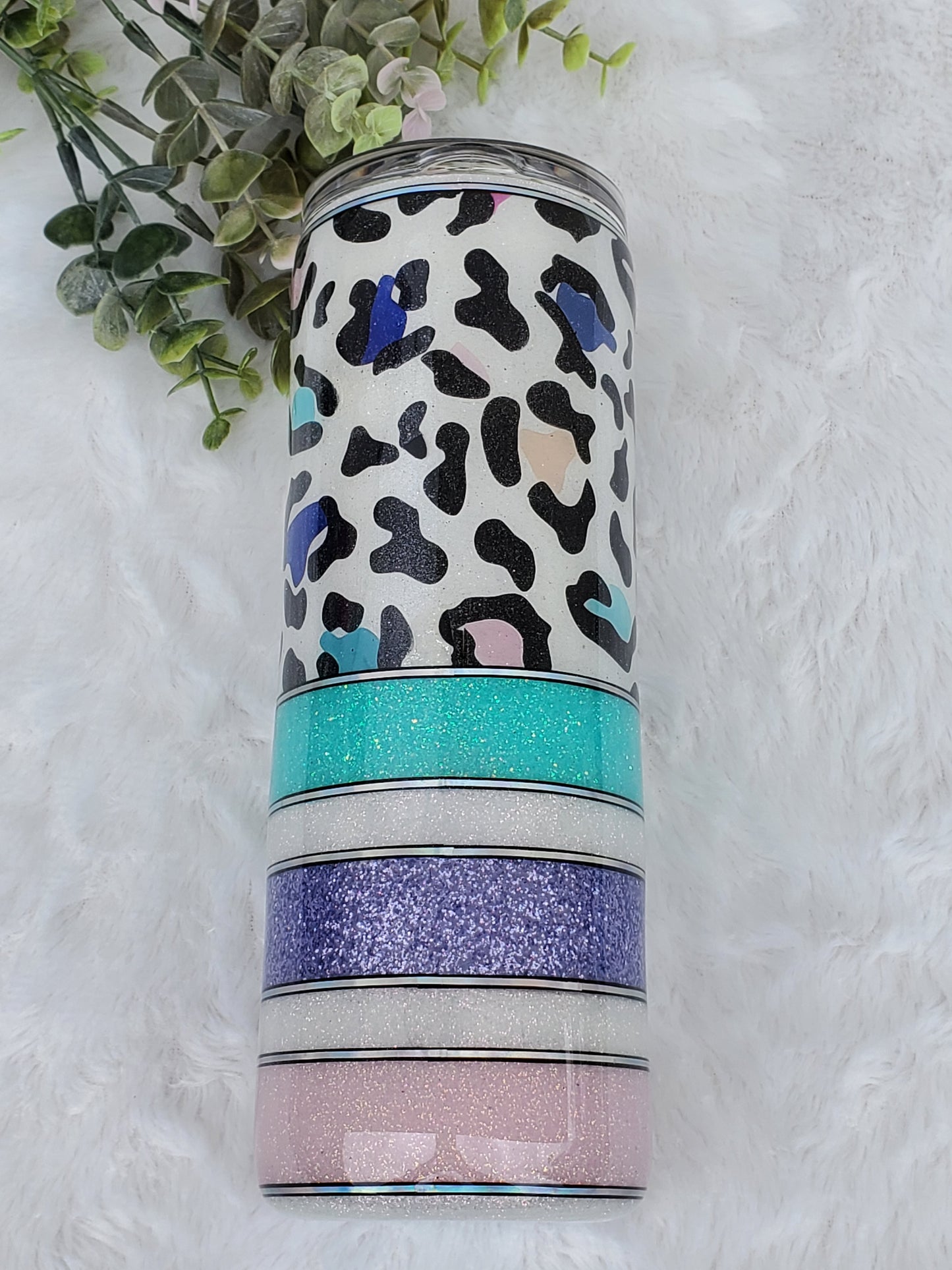 Momlife glitter Custom Tumbler - 20 oz Skinny Straight - pink purple turquoise