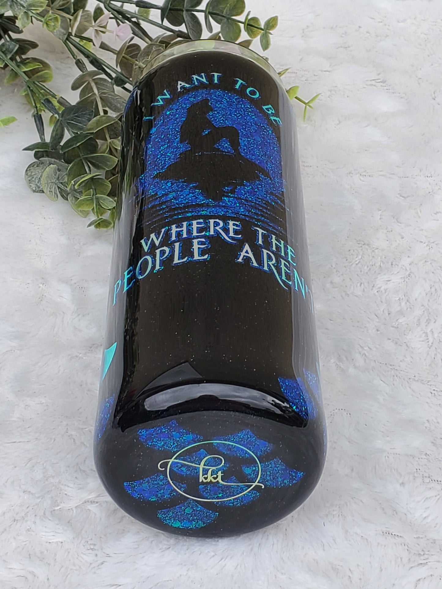 Mermaid Where people Aren't Peekaboo glitter Custom Tumbler - 20 oz Skinny Straight - blue turquoise