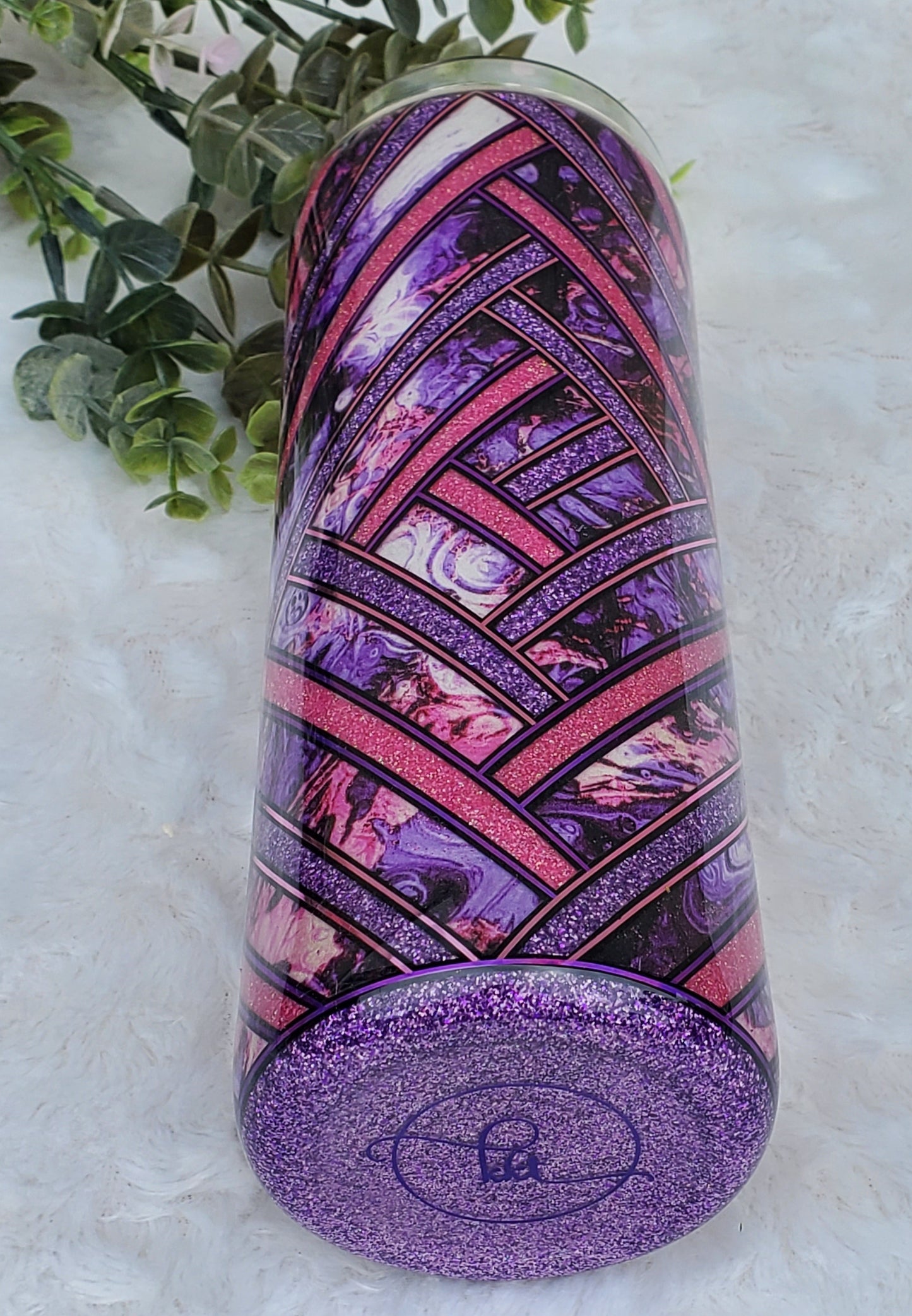 Template glitter Abstract Custom Tumbler - 20 oz Skinny Straight - Pink Purple