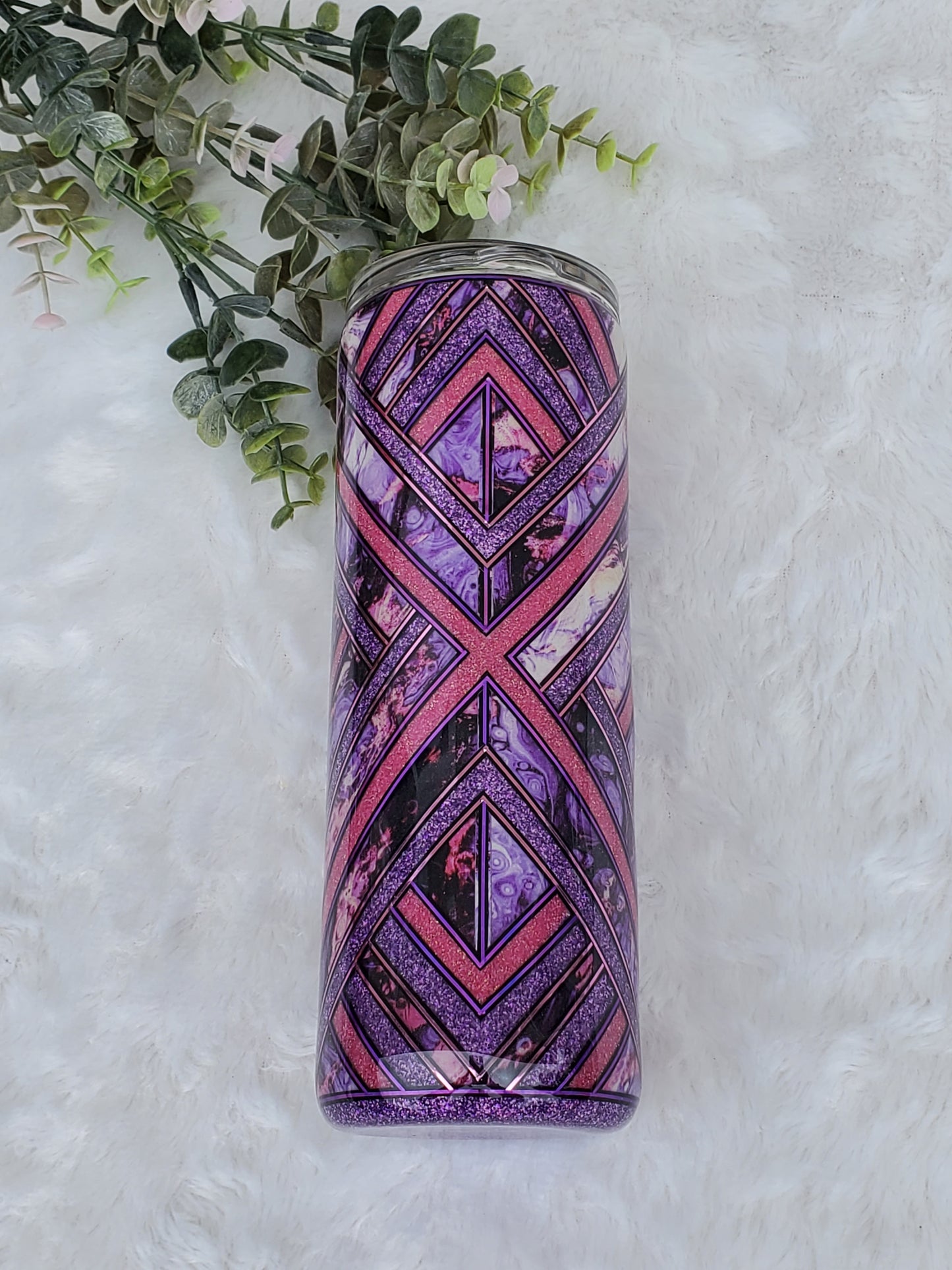 Template glitter Abstract Custom Tumbler - 20 oz Skinny Straight - Pink Purple